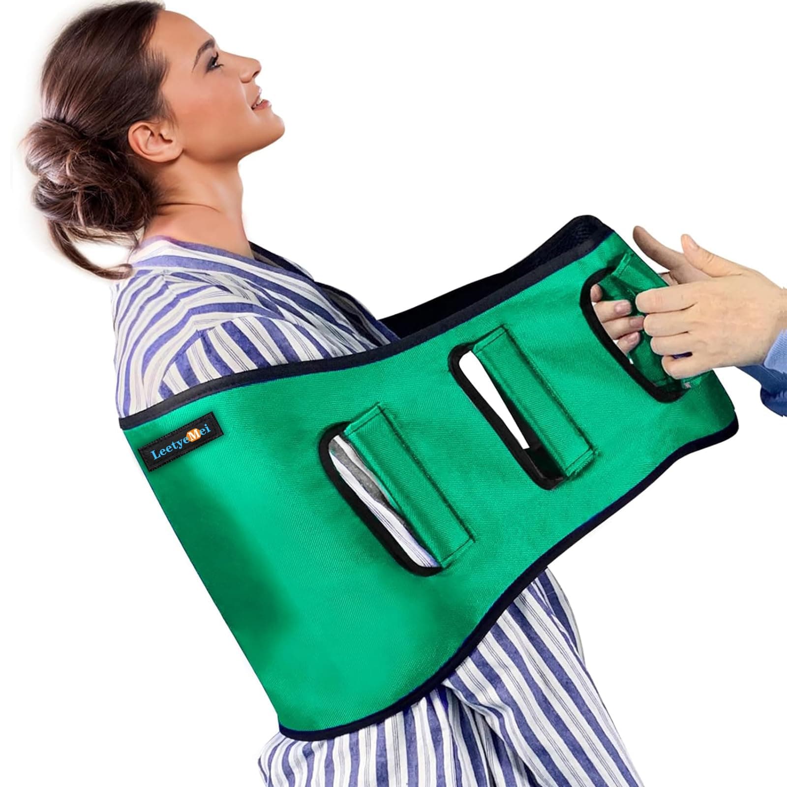 Leetye Mei Transfer Sling for Seniors, Transfer Belt Widened Back Curve Design Sling for Movement, Transfer Boards for Bedridden Patient, Bed Assist Handle, Back Lift Belt for Patient Care (Green)