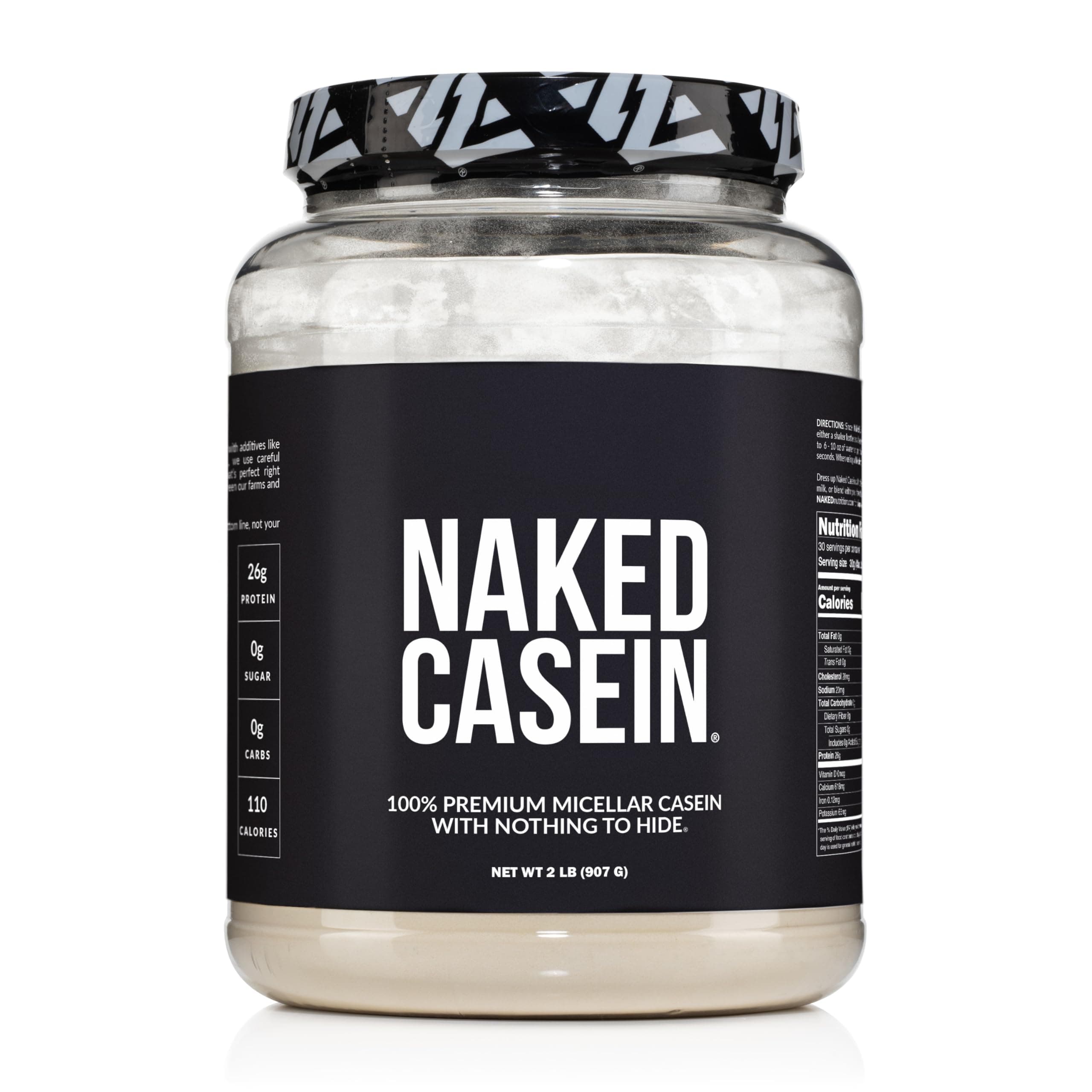 NAKED Casein - 2Lb Micellar Casein Protein - Bulk, Zero Carb, NSF Certified, GMO-Free, Gluten Free, Soy Free, Preservative Free - Stimulate Muscle Growth - Enhance Recovery - 30 Servings