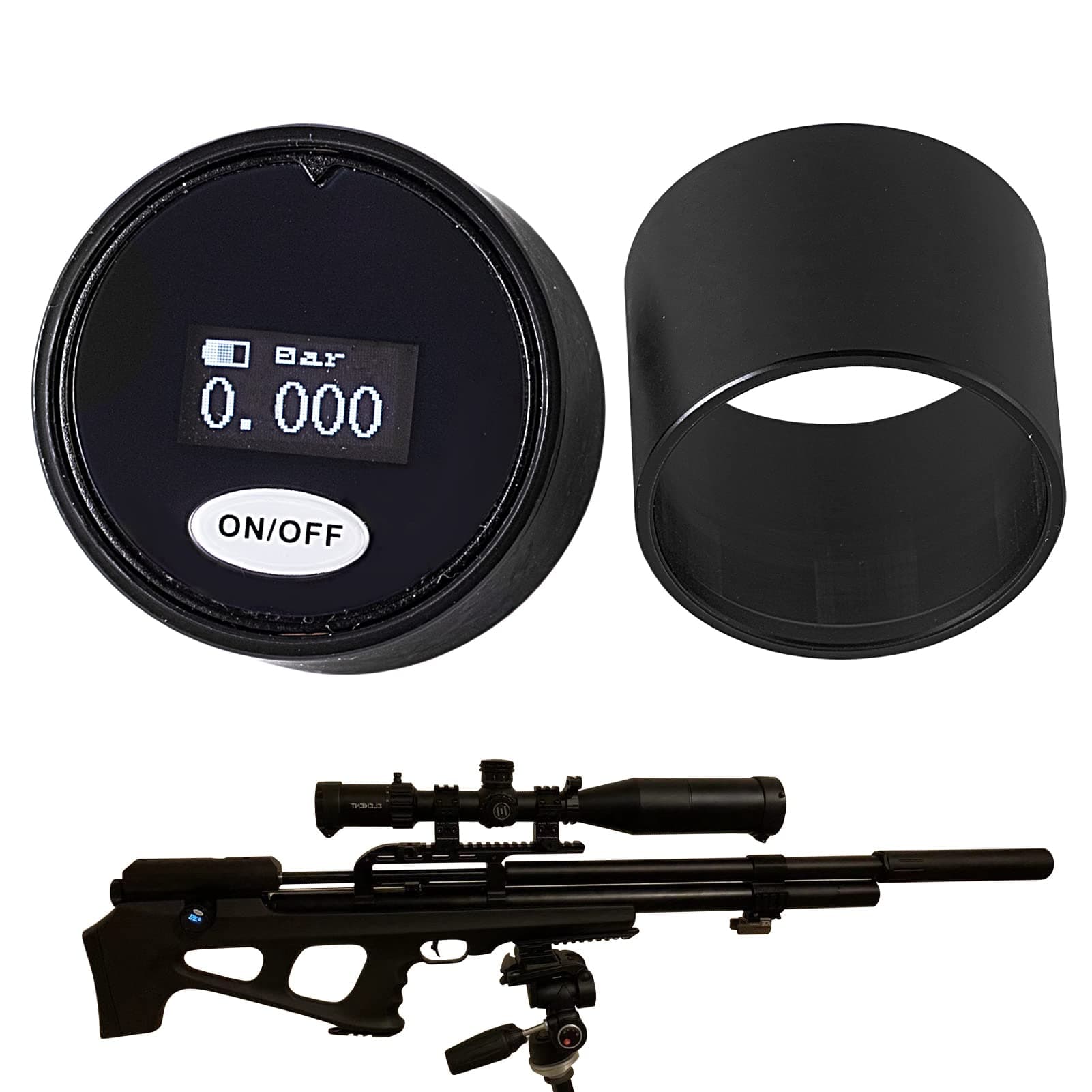 28mm 1/8BSP Thread Paintball Gauge, 3 Units (Bar/Psi/Mpa) Adjustable PCP HPA Air Gun Paintball Digital Pressure Gauge with Black Cover,Air Compressor Gauge Air Tank Manometer
