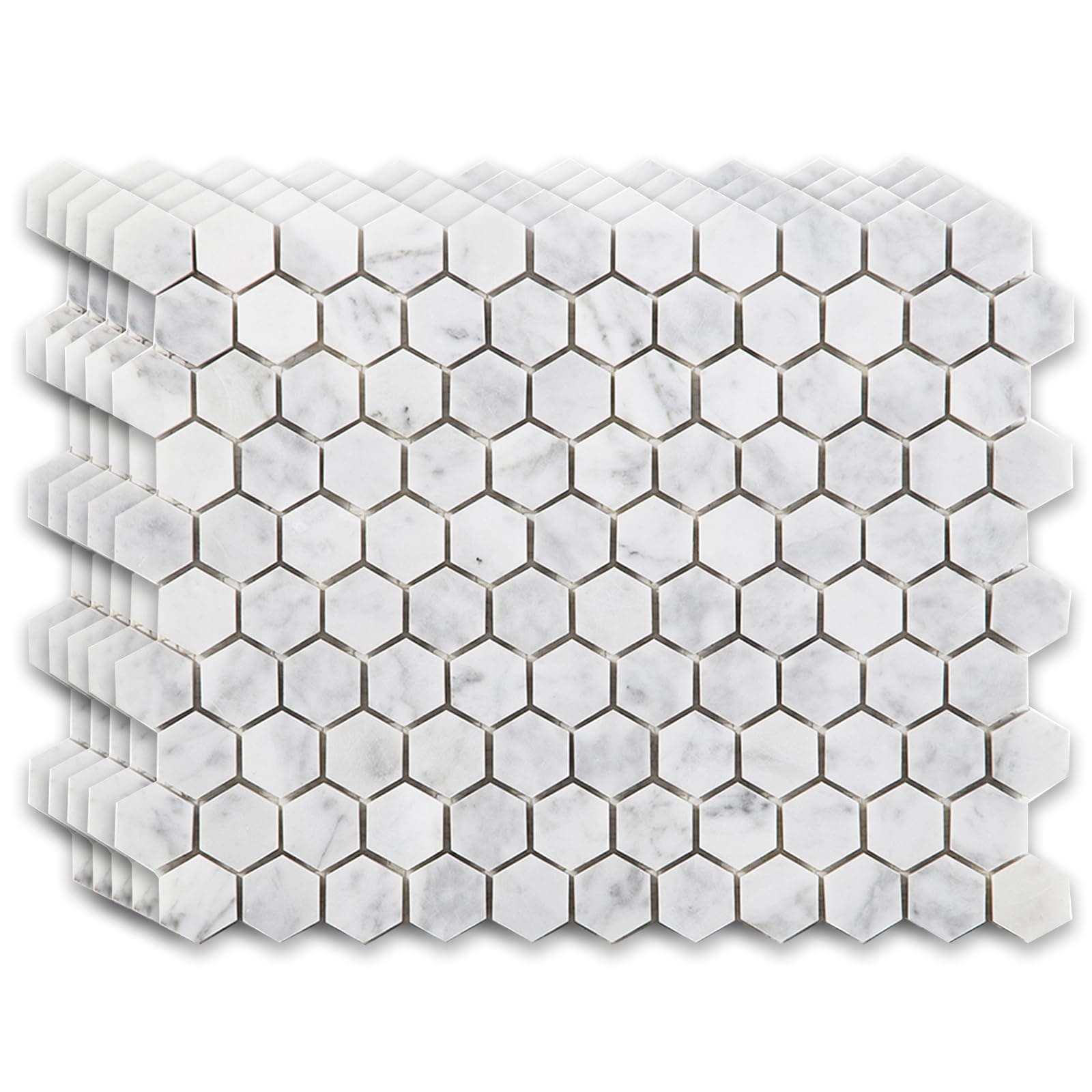 Lovdeco Carrara White Marble Mosaic Tile, Polished Real Italian Bianco Marble Tile for Shower Kitchen Wall Bathroom Floor, 1 Inch, 5 Sheet