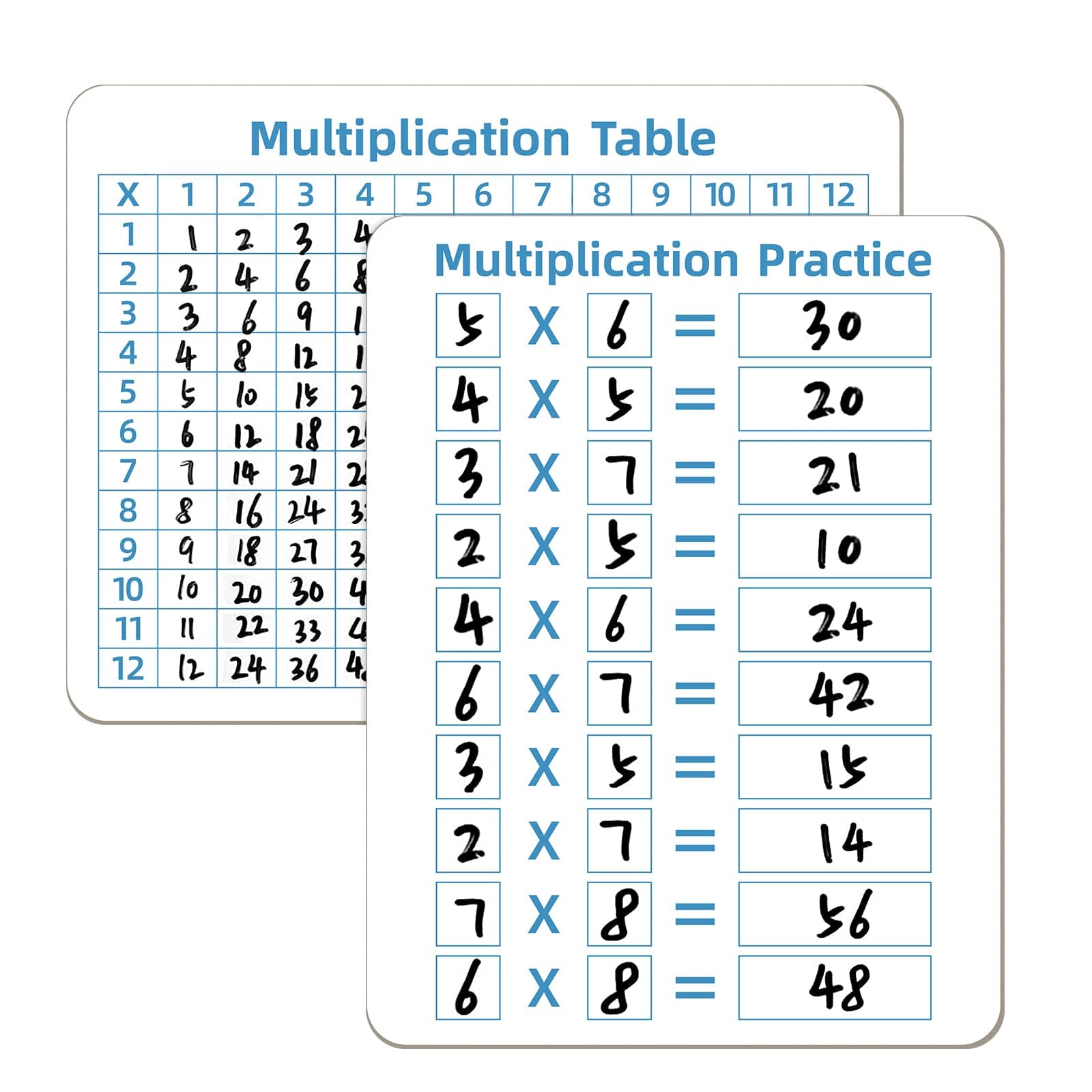 Multiplication Chart Whiteboard - Double-Sided Times Table, 9" x 12" Dry Erase Board, Math Manipulatives White Board for Kids Students, Classroom and Home Learning