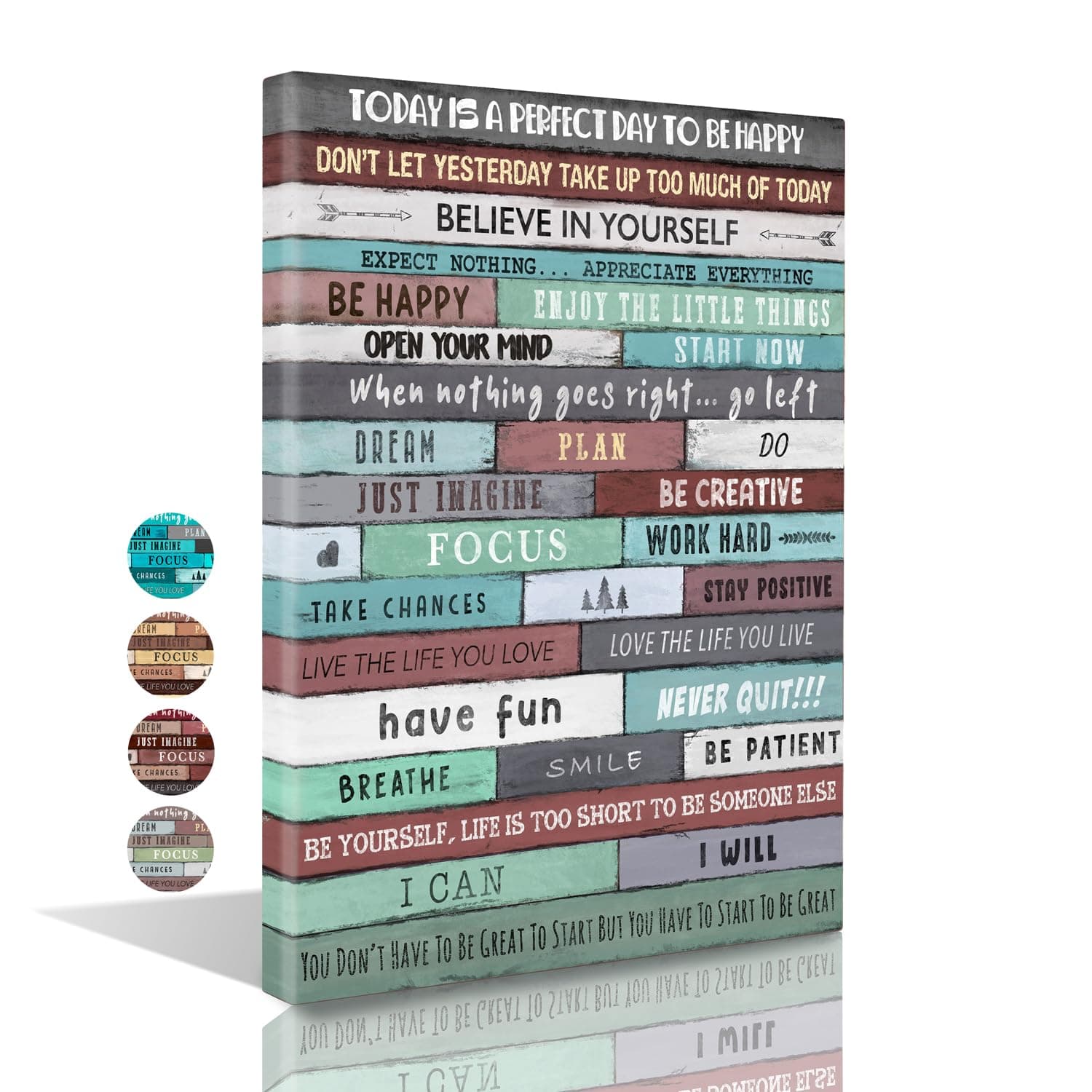 Inspirational Wall Art Framed Canvas 12 x 16 in (Turquoise) - Motivational Positive Quotes Rustic Wall Arts Decor for Home Office Bathroom Bedroom Kitchen Classroom Gym