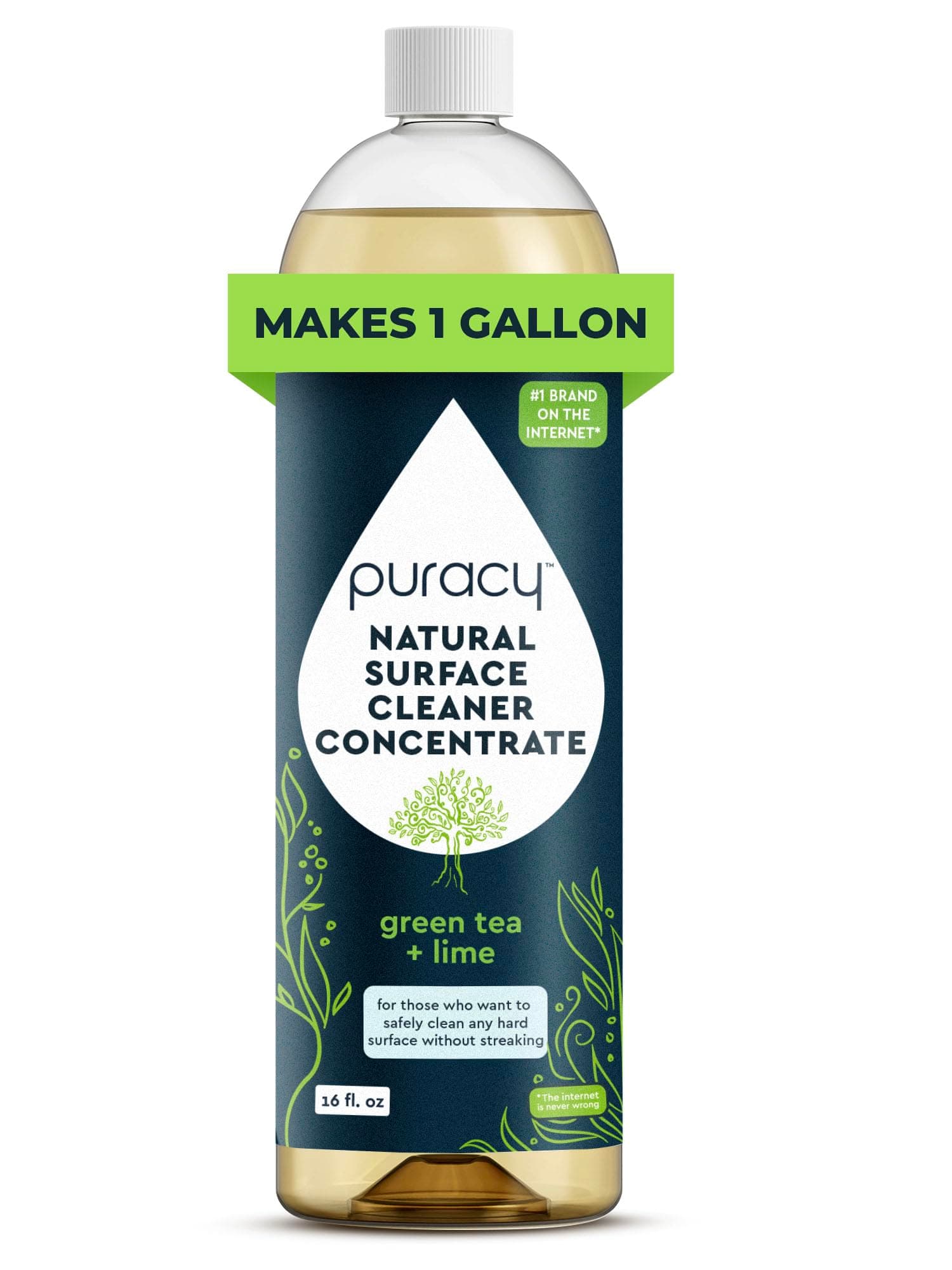 Multi-Surface Cleaner Concentrate - Plant-Powered All Purpose Cleaner - Surface Cleaner Solution As Seen on TikTok (Green Tea + Lime, 16 fl oz, 1 Pack)