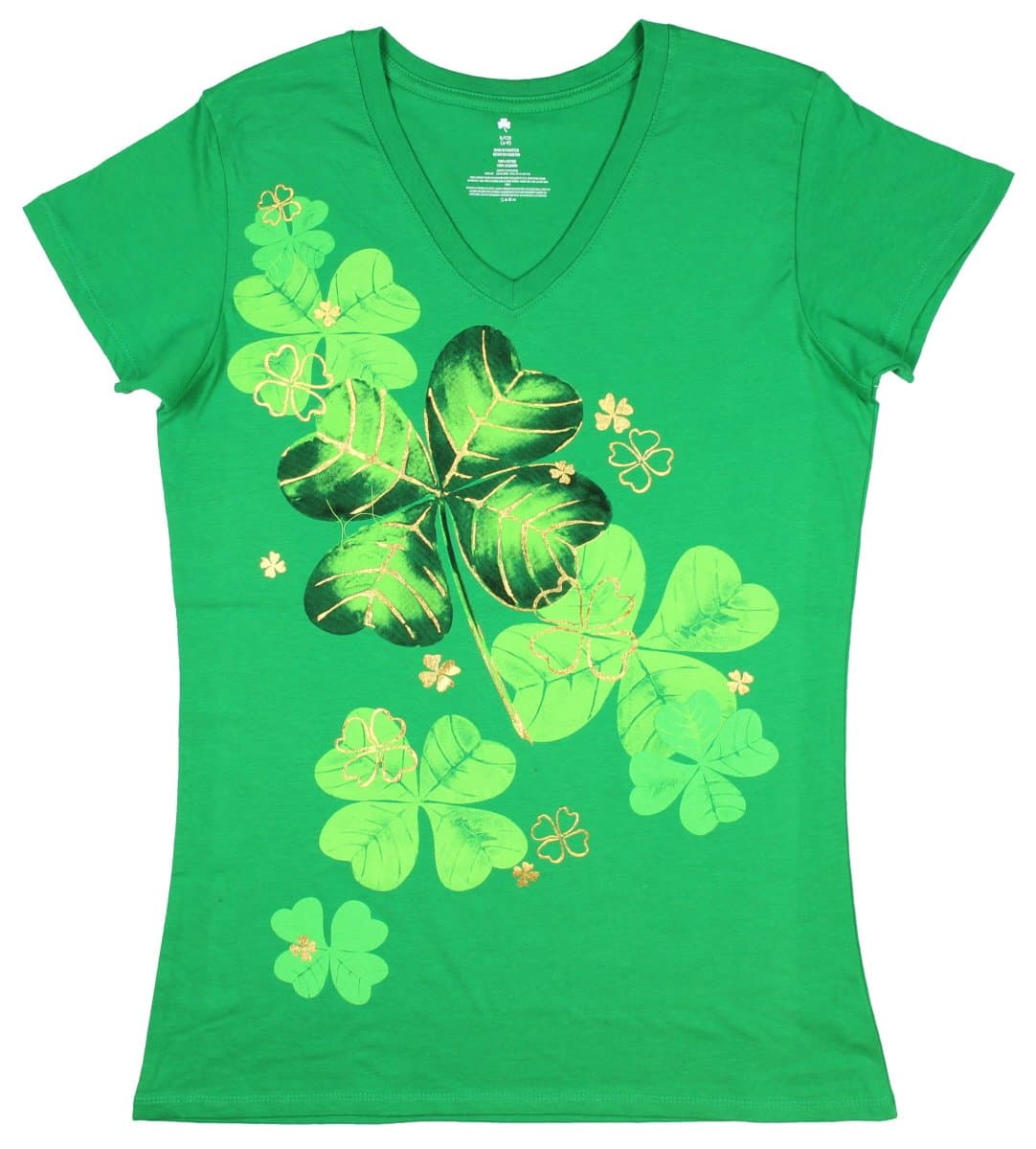 St. Patrick's Day Shamrock Stamp Green Graphic T-Shirt - Medium