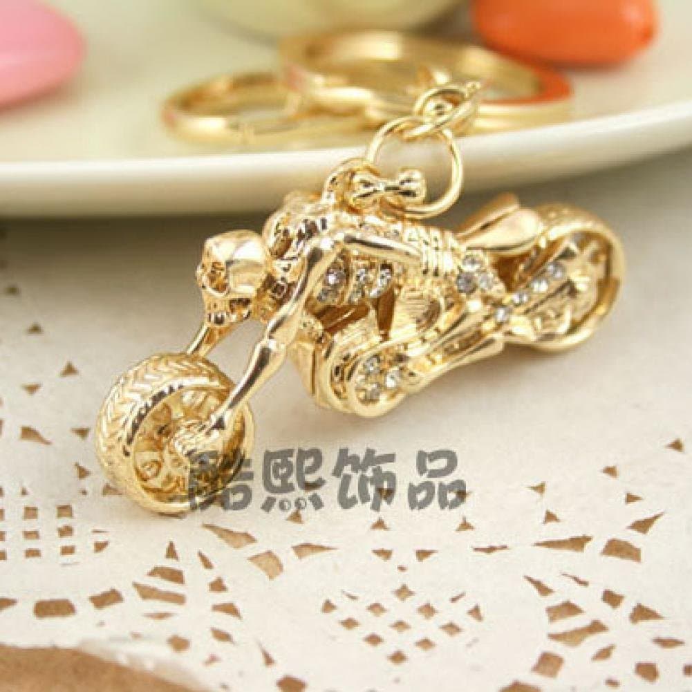 Diamond Perfume Bling Beauty Rhinestone Skull Ghost Riders Motorcycle Keychain Cool Keyring For Car Men And Women Key Chain