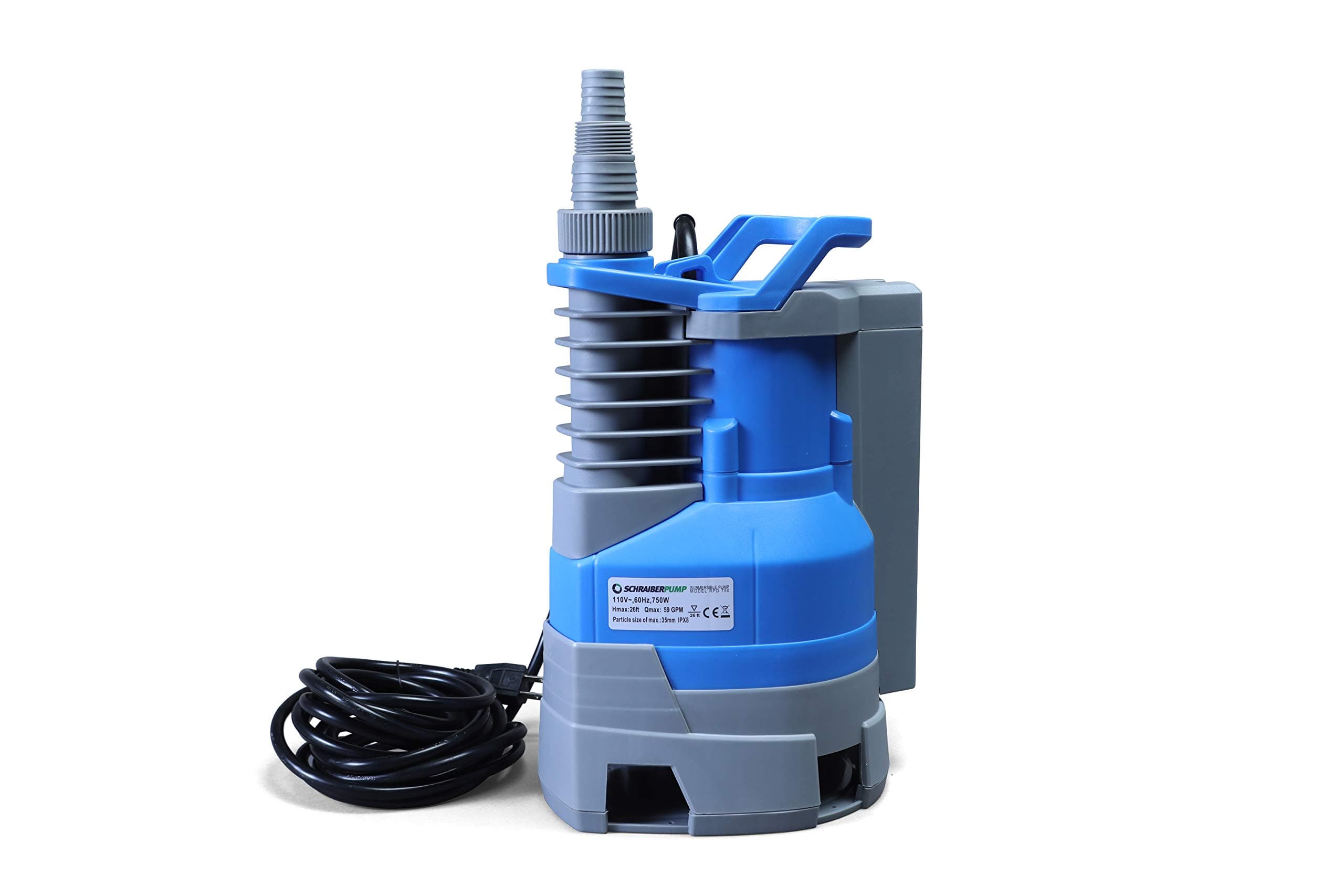 Submersible Clean/Dirty Water Sump Pump 1/2hp with built in automatic ON/OFF (with adjustable start heights) 2400GPH, 16'Head, Thermal Protector, Copper Winding - Schraiberpump