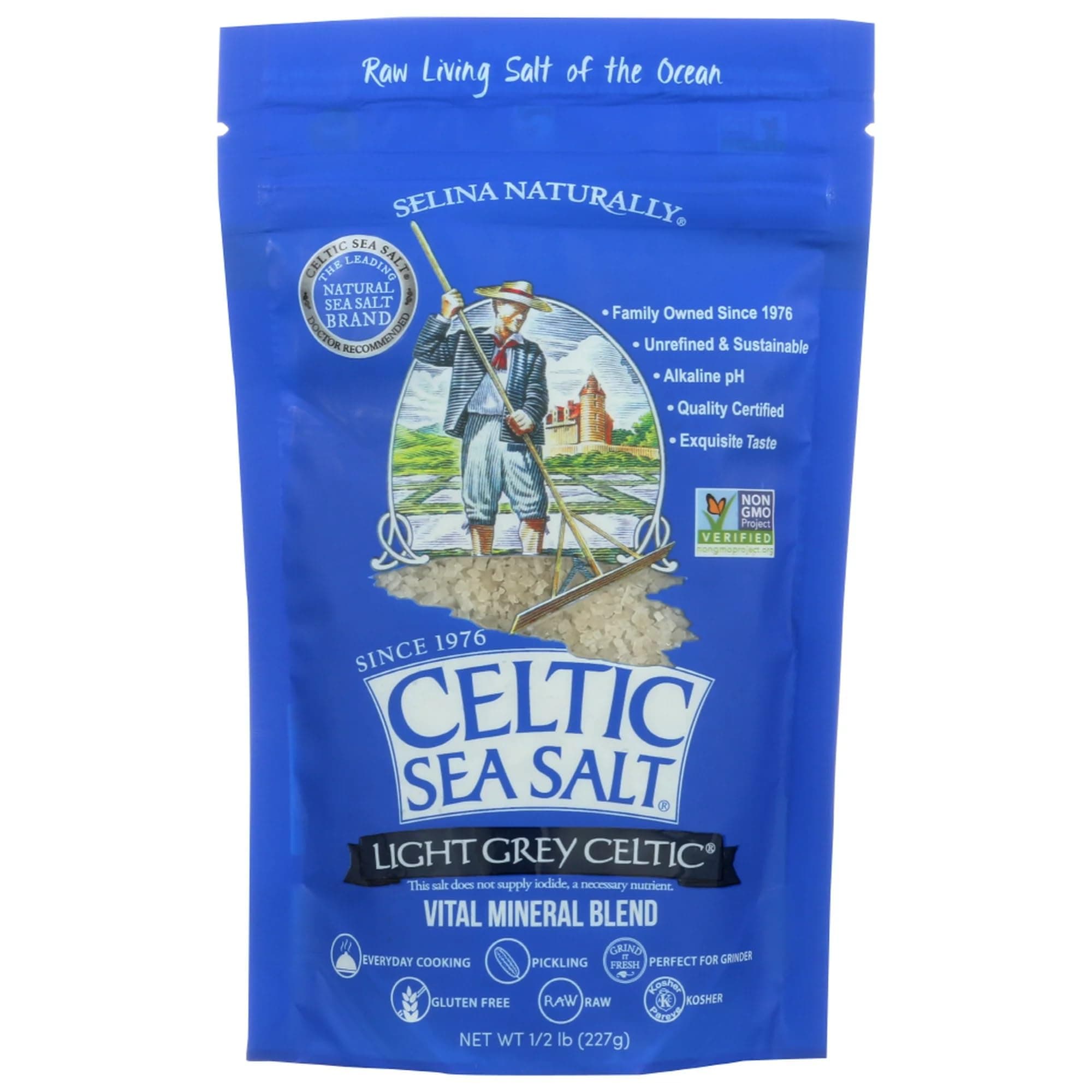 Celtic Sea Salt Light Grey Pouch 8.0 OZ (Pack of 2) by Celtic Sea Salt