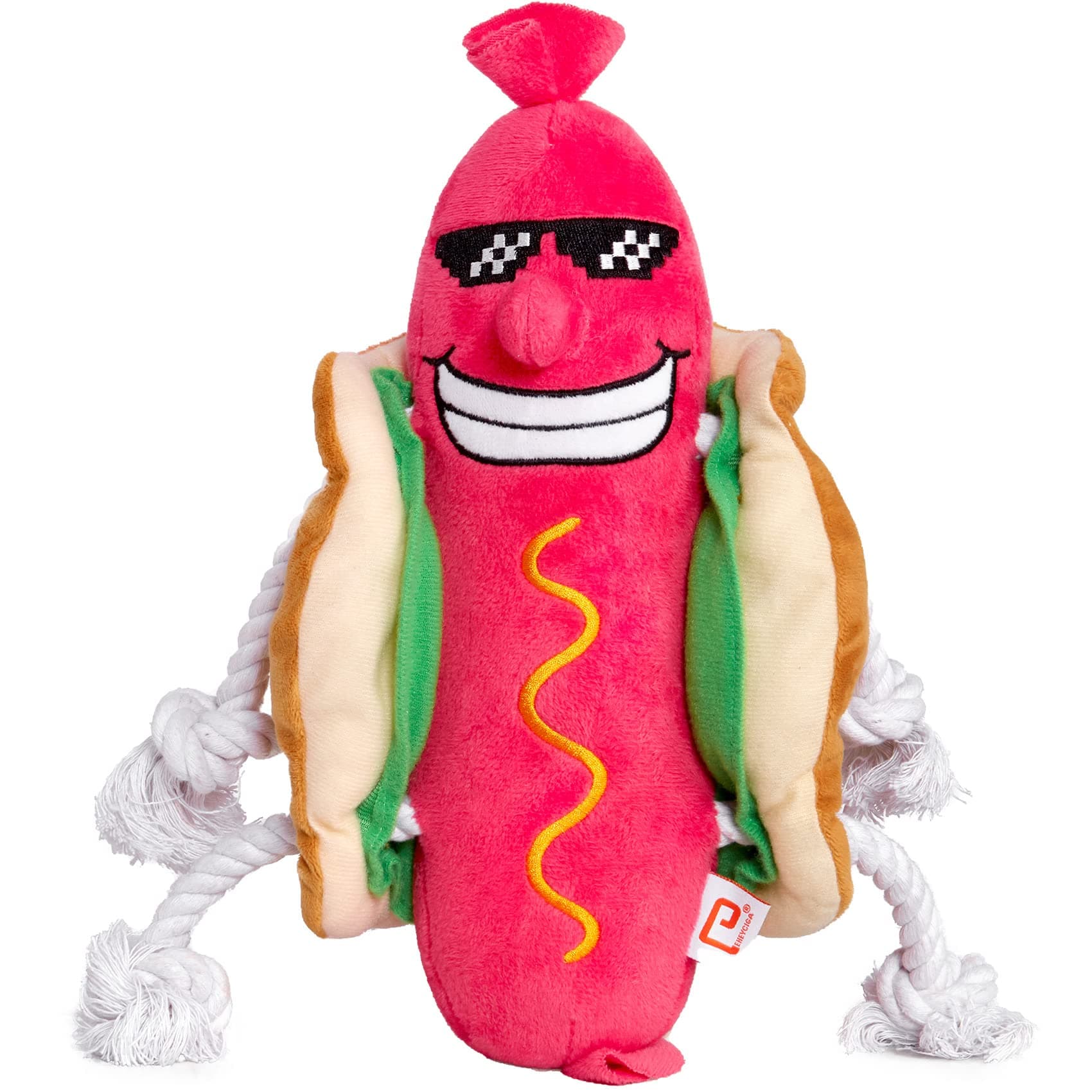 EHEYCIGA Dog Toys for Small Dogs, Small Squeaky Pet Toys for Puppies Small Breed Entertainment, Stuffed Plush Cute Medium Dog Toys with Squeaker, Hot Dog Small