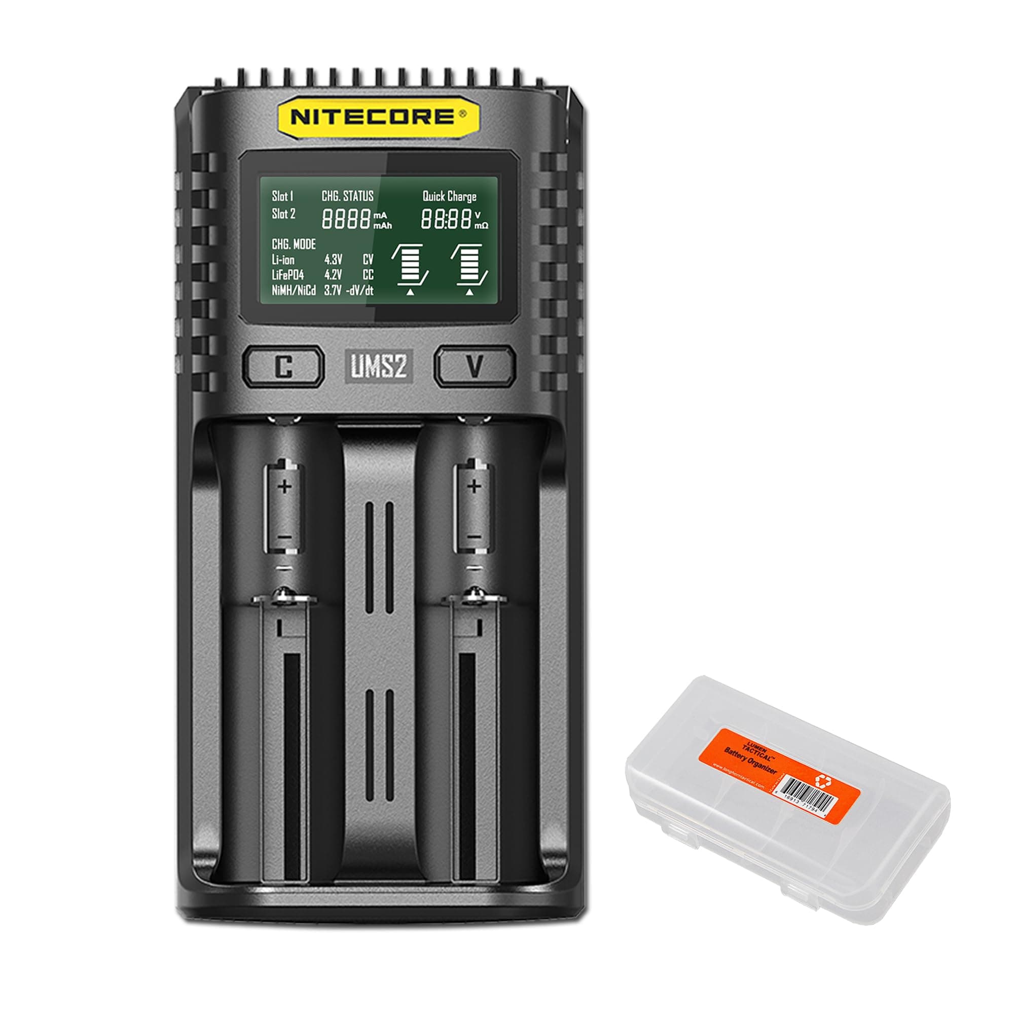 Nitecore NITECORE UMS2 Intelligent USB Dual-Slot Superb Battery Charger and LumenTac Battery Organizer