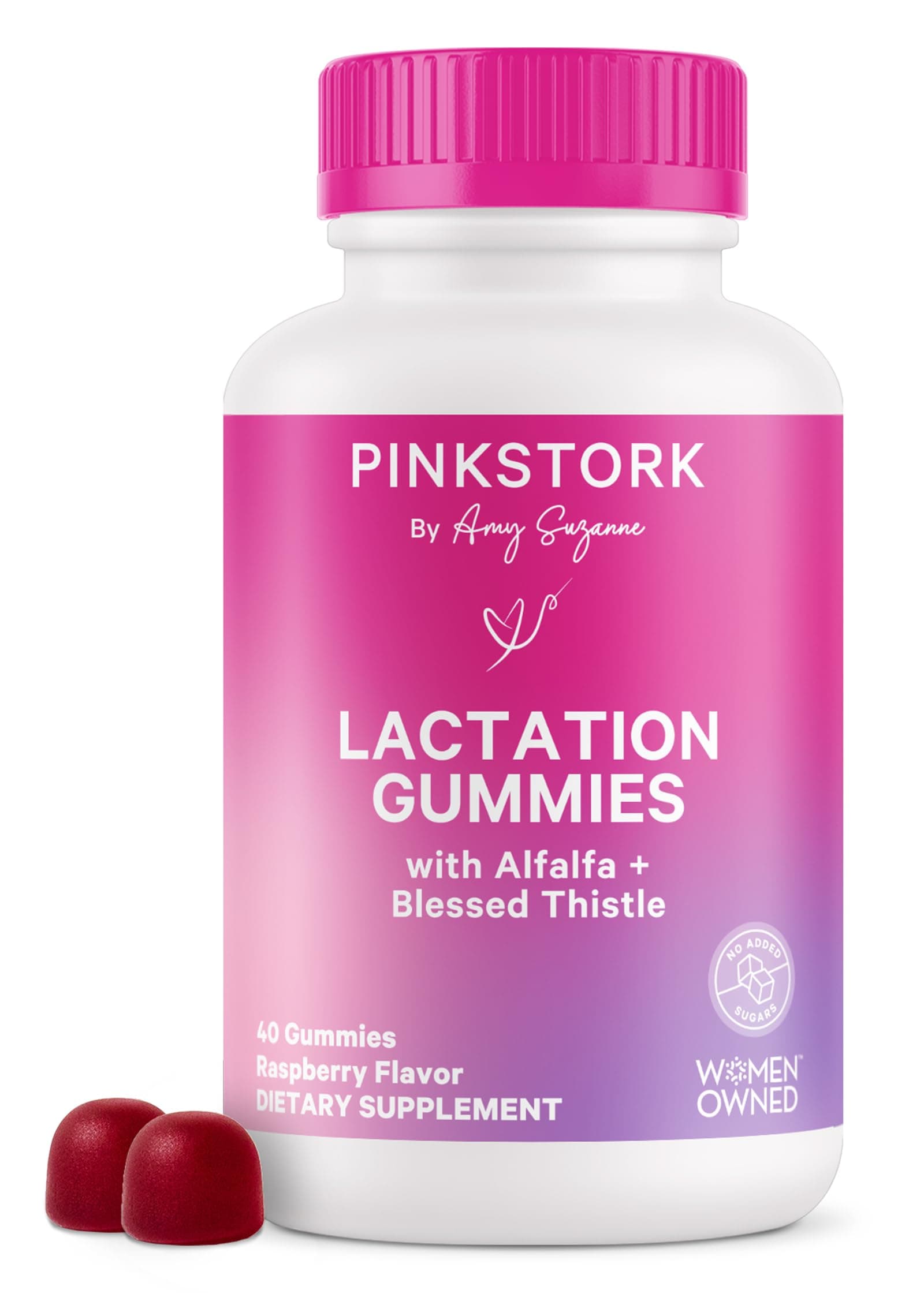 Lactation Supplement Gummies - Support Breast Milk Supply with Milk Thistle, Alfalfa, Vitamin D, and B12, Postpartum Recovery, Breastfeeding Essentials - Raspberry, 40 Count