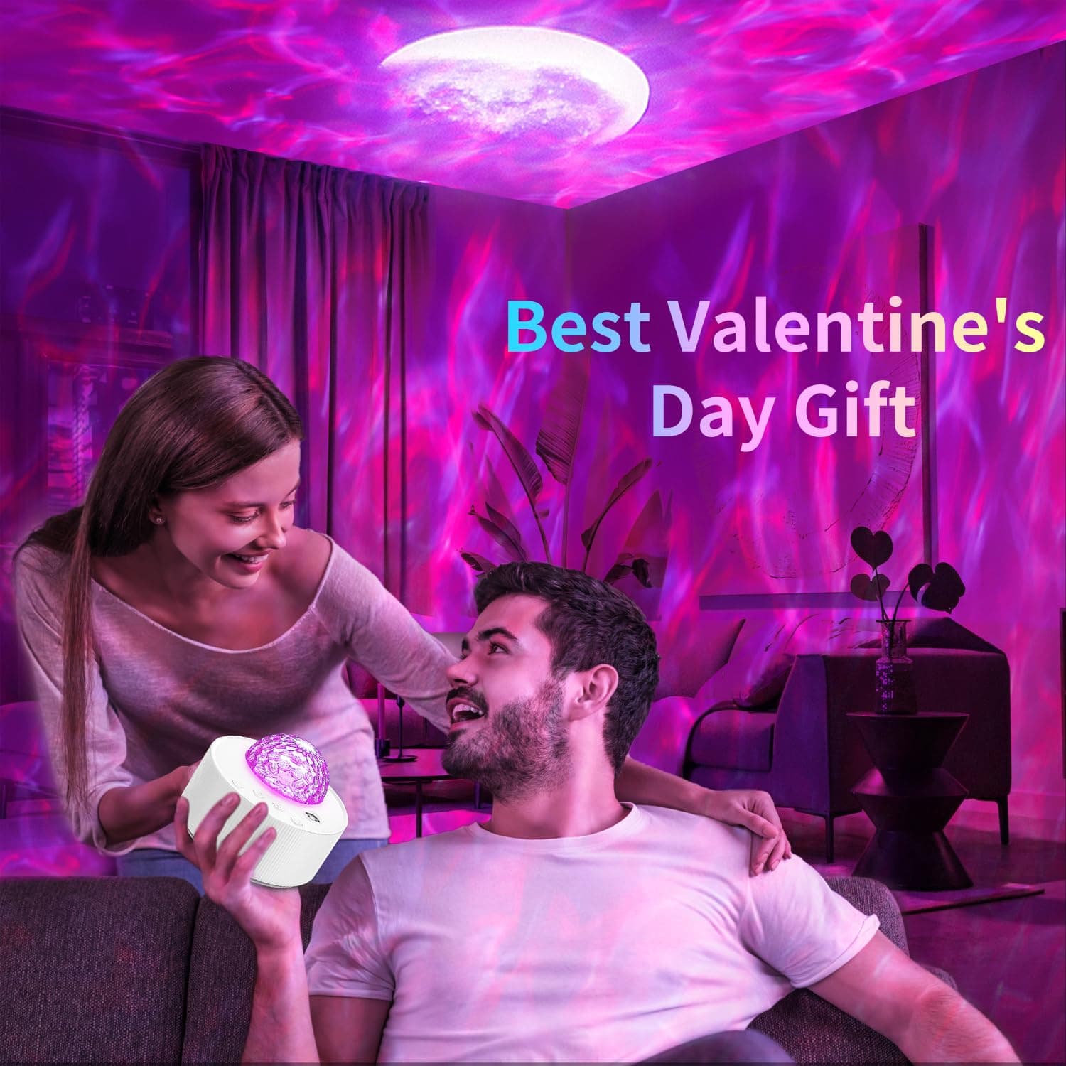 Moredig Galaxy Projector for Bedroom, 12 Colors LED Night Light Projector with Moon, Brightness and Fluctuation Speed Adjustment for Nursery, Parties, Home Decor, Home Theater