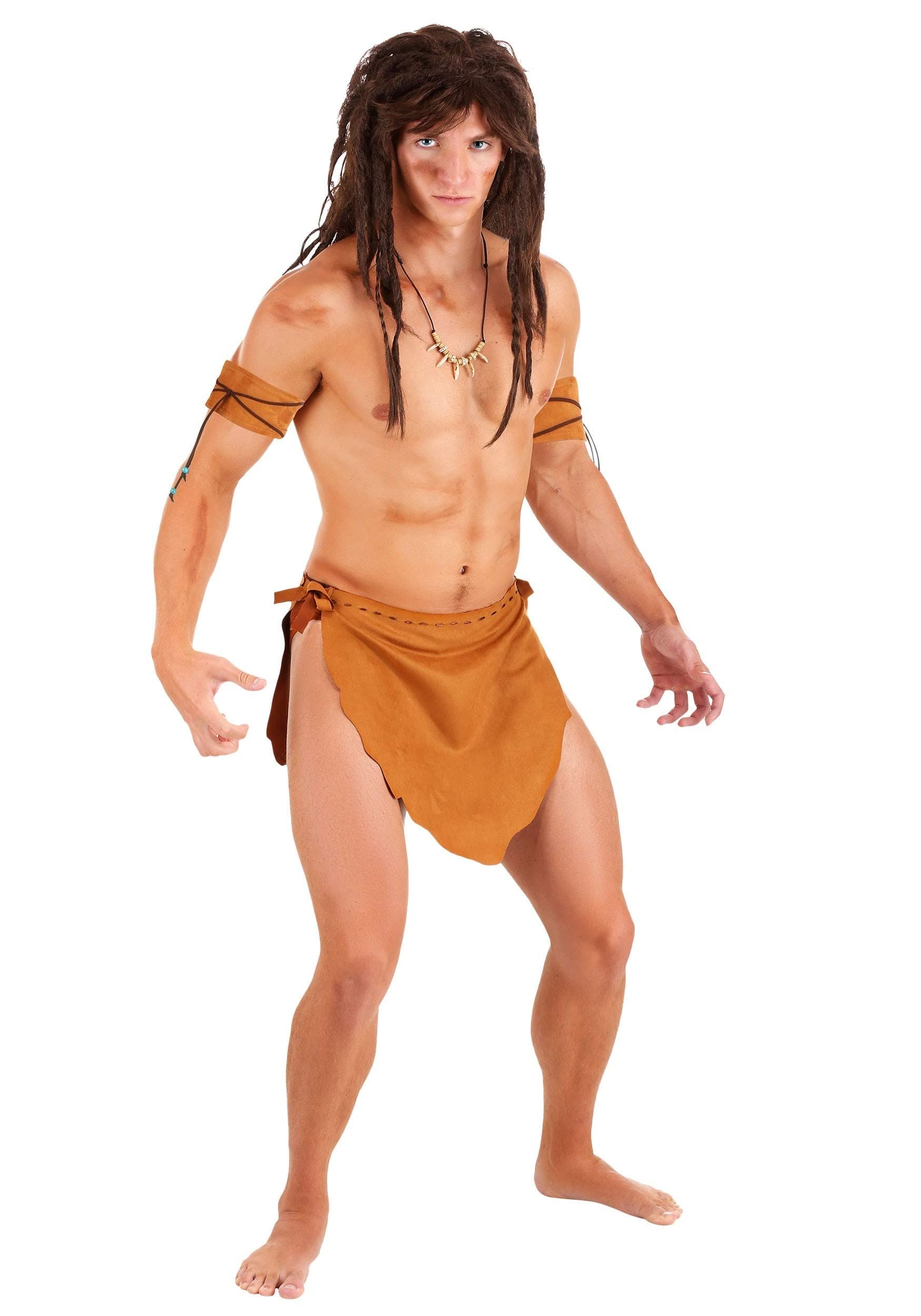 Jungle Man Tarzan Costume for Adults with Loincloth, Arm Bands & Briefs