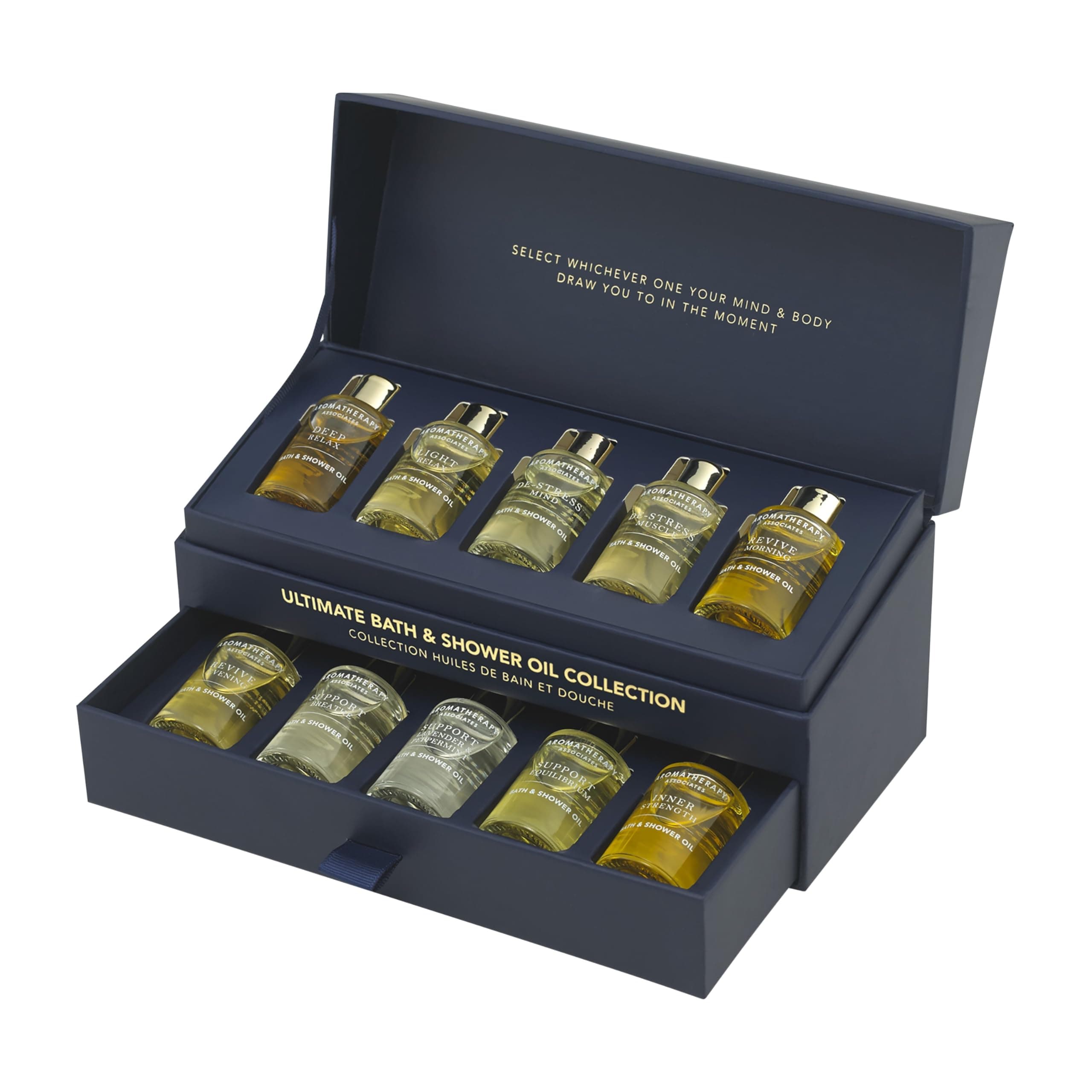 Aromatherapy Associates Ultimate Wellbeing Bath & Shower Oils Collection 10 X 9Ml - Infused with Essential Oils, The Purest, Ethically Viable, Natural, Raw Ingredients