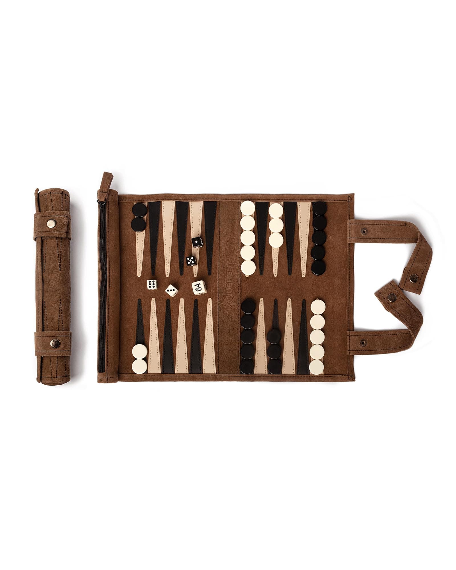 SONDERGUT - Backgammon - Travel Backgammon Set - Genuine Leather (Mocha) (Mocha)