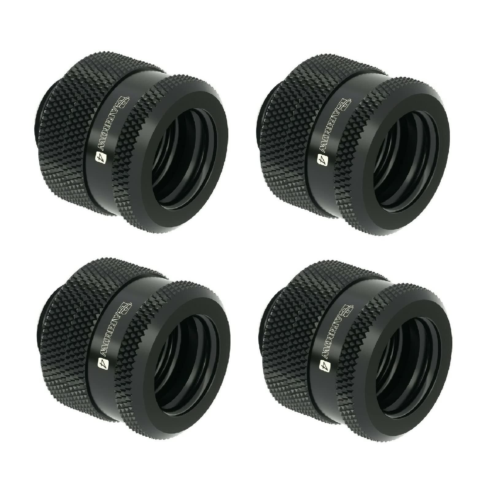 Barrow G1/4" to 14mm Hard Tubing Compression Fitting, Black, 4-pack