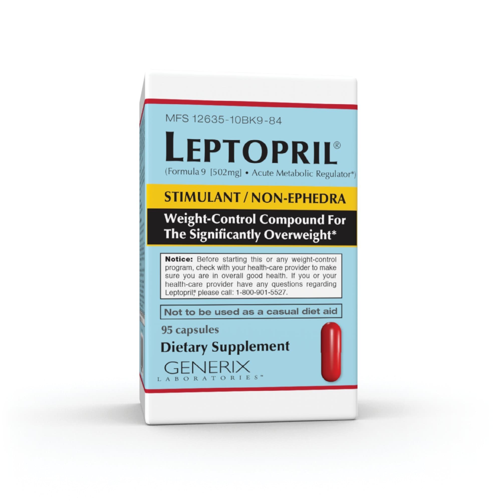 GENERIX LABORATORIES Leptopril- Dietary Supplement and Acute Metabolic Regulator, Weight-Control Compound For the Significantly Overweight*, (95 count)