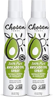 Chosen Foods 100% Pure Avocado Oil Spray, Keto Diet Friendly, Kosher Cooking Spray for Baking, High-Heat Cooking and Frying (6 oz, 2 Pack)
