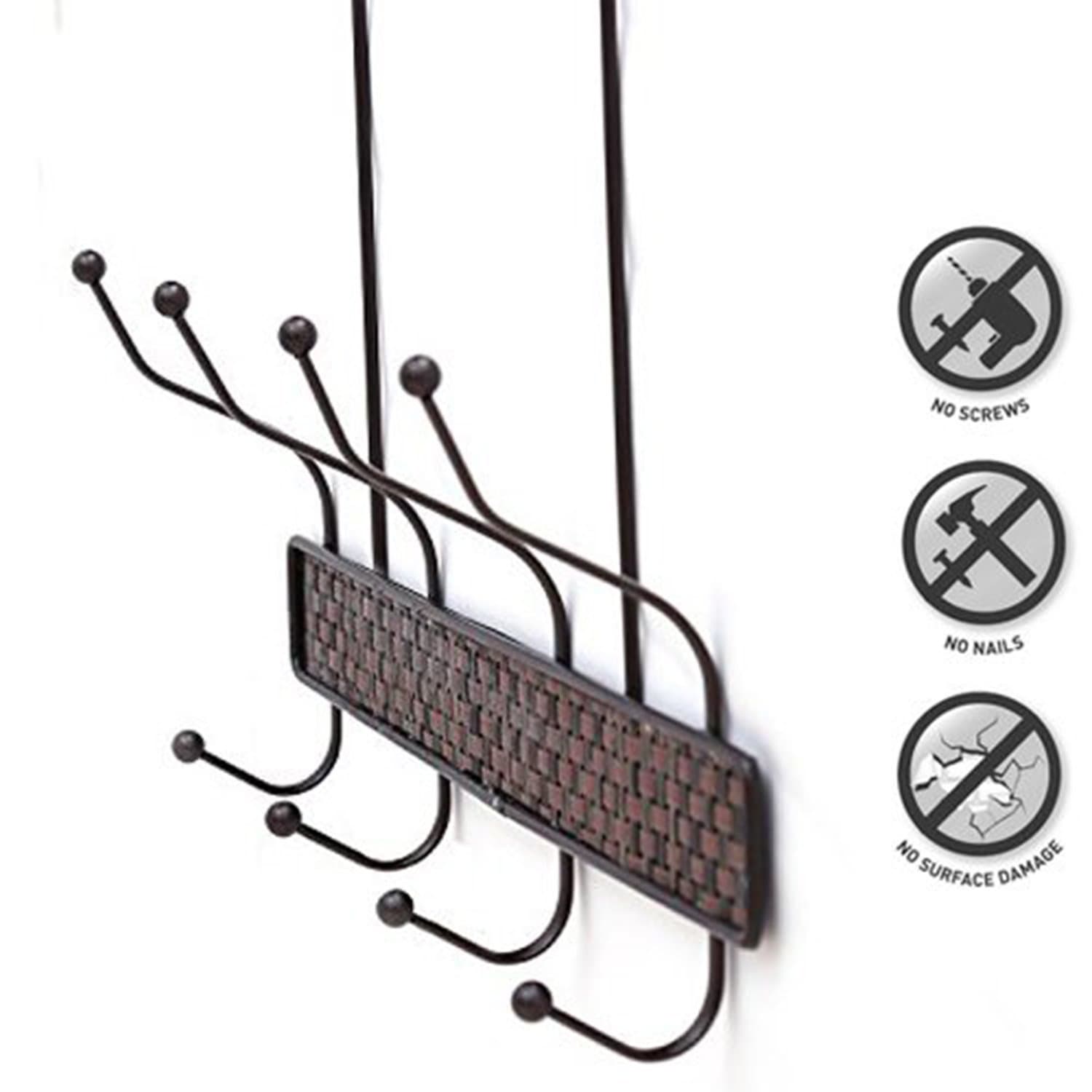 Kurelle Easy to Hang Easy Fix Over Door Coat hangers, No Screws No Drill, Back of door Hooks for Clothes, Hats, Skirts, Trousers, Jackets, Jeans, Suits and Bags, Portable Towel rack (4x2 hooks)