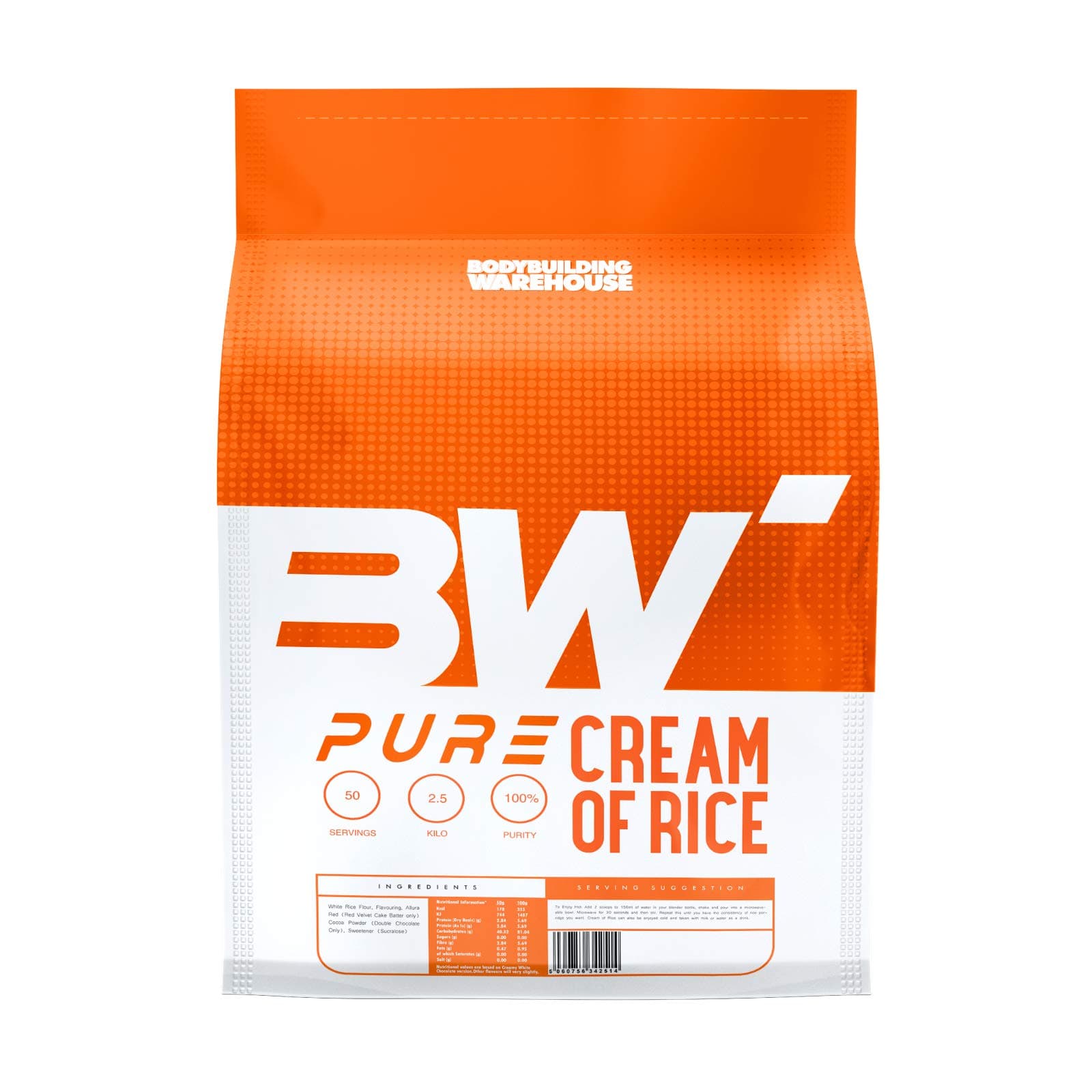 Bodybuilding Warehouse Pure Cream of Rice - Gluten Free Alternative to Oats (Strawberry, 2.5kg)
