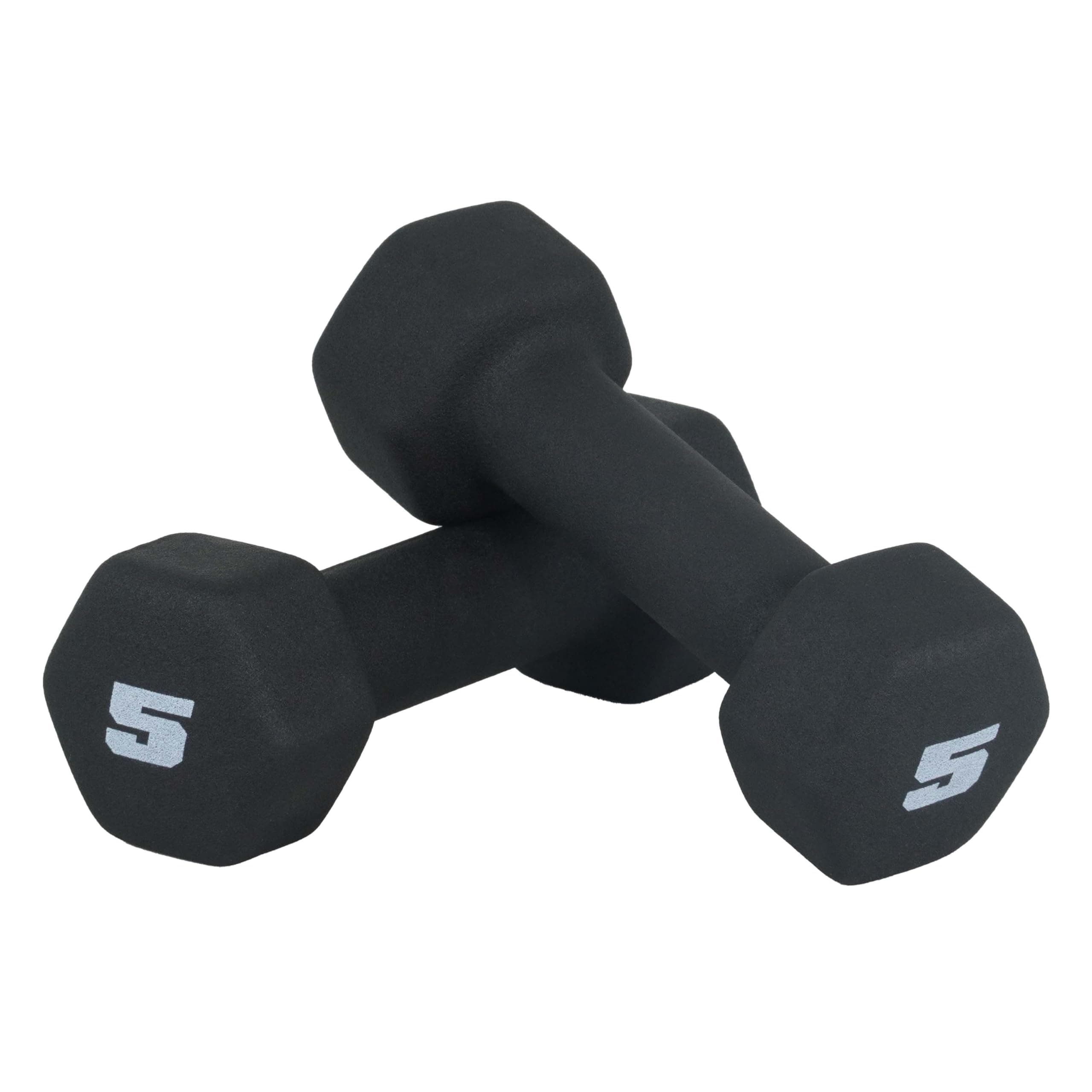 CAP Barbell 5 LB Neoprene Dumbbell Hand Weights - Pair | Black