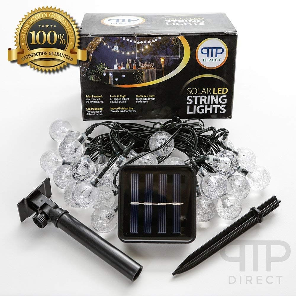 SOLVAO Solar Globe String Lights (30 LED) - Waterproof Outdoor Decorative Lighting for Your Patio, Garden, Deck, Umbrella or Camping Trip - Create an Inviting Warm White Atmosphere Powered by The Sun