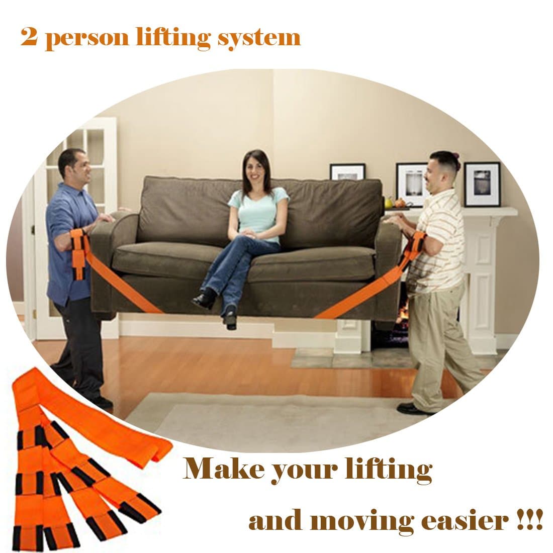 Lennystone Lifting and Moving Straps 2-Person Lifting and Moving System-Easily Move,Carry, Lift Furniture, Appliances and Heavy Objects ( 2- person lifting system )