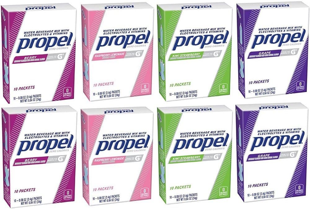 Propel Zero Powder Packets Variety Bundle - 80 Packets - 8 Boxes Total (2 Boxes Each of Grape, Kiwi Strawberry, Berry and Raspberry Lemonade) - Bundle of 8