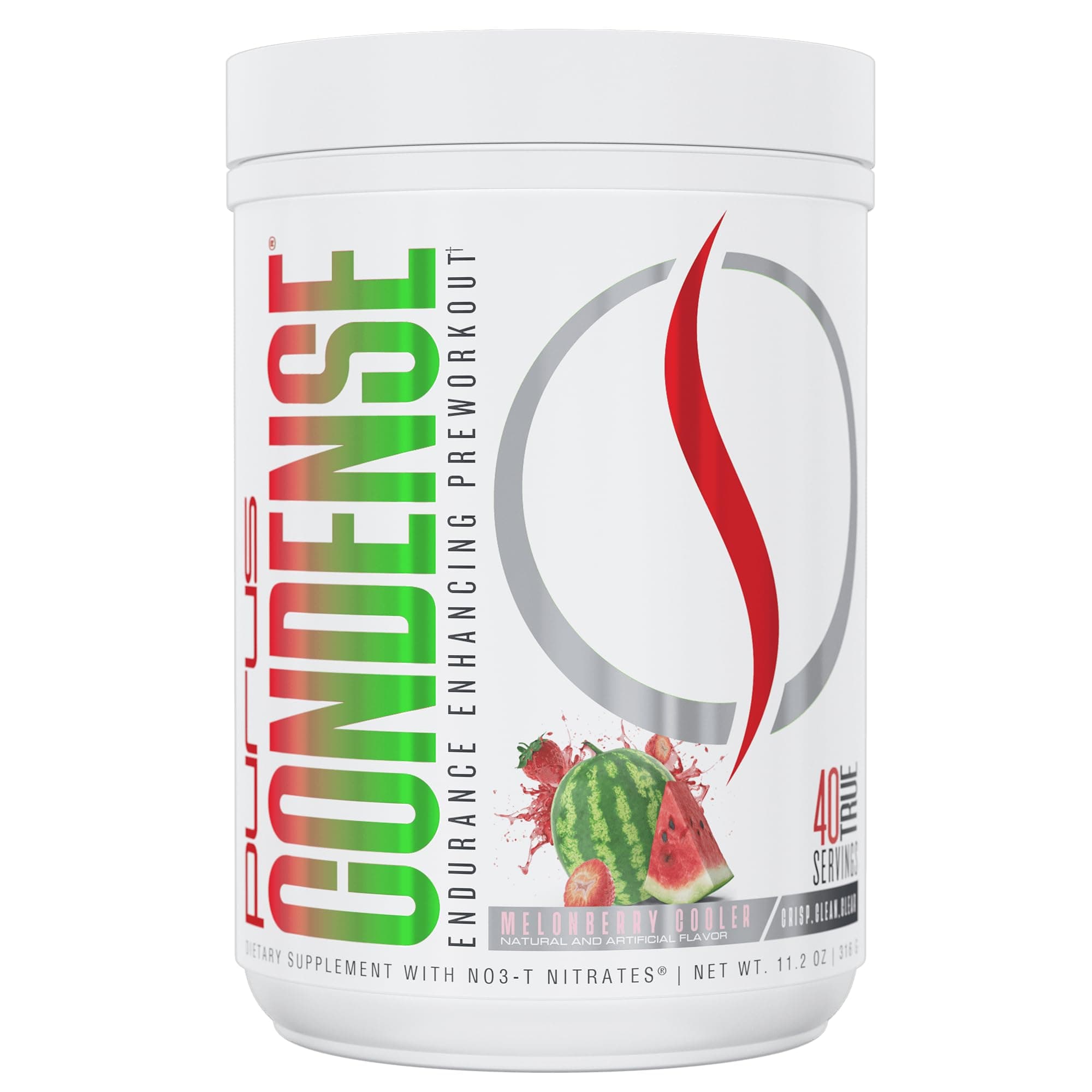 Purus Labs Condense Endurance & Pump Enhancing Pre Workout Powder | Nitric Oxide Booster | Clean Energy | Beta Alanine | 40 Servings (Melonberry Cooler)
