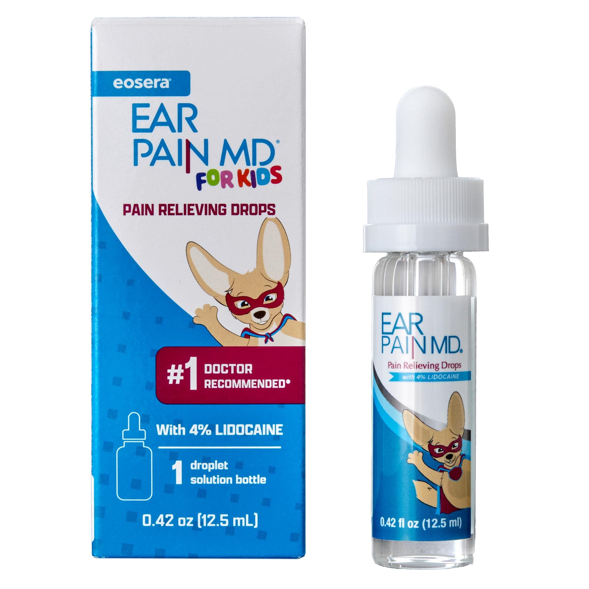 Eosera Md Ear Pain For Kids - 4% Lidocaine Pain Relief Drops 12.5Ml | Doctor Recommended | Fast Action | Temporary Pain Relief
