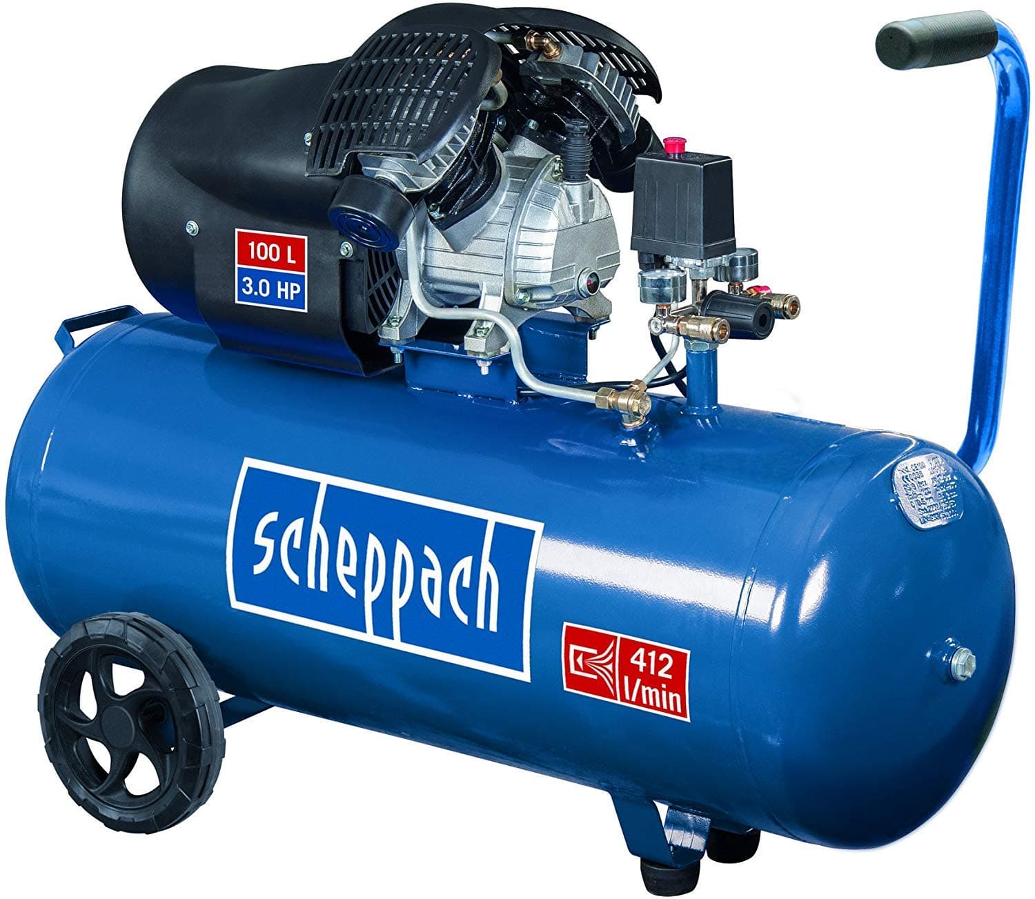 Scheppach Compressor HC100DC, 230 V, 50 Hz, 2200 W, Pack of 1, Blue/Black, Item Number: 5906120901