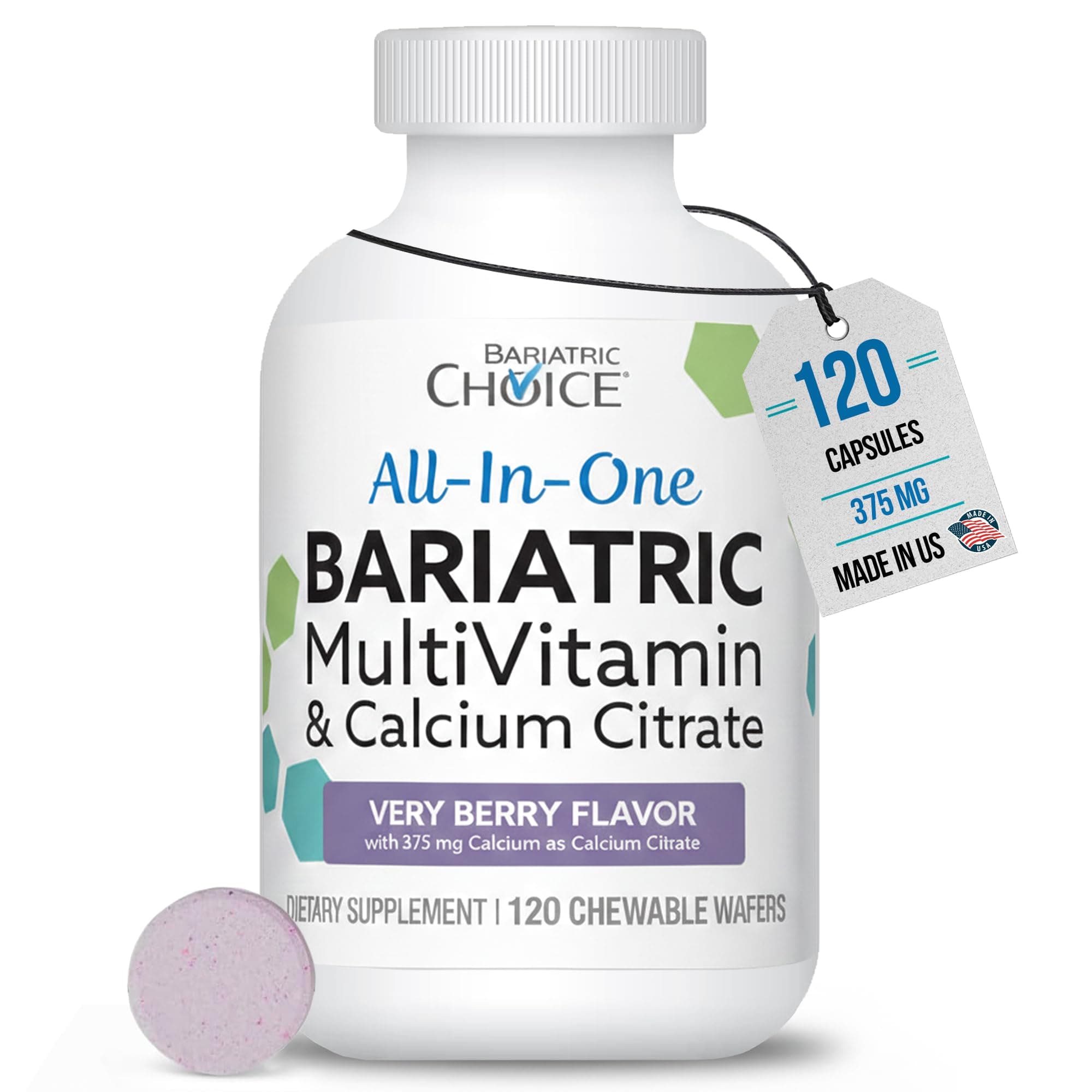 All-in-One Chewable Bariatric MultiVitamin with Iron & Calcium Citrate, Very Berry (120ct)
