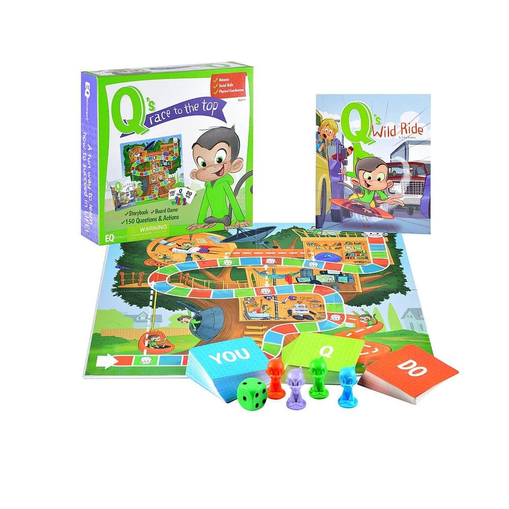 Q’s Race to The Top Educational Board Game with Book: Social Skills, Manners, and Better Behavior!