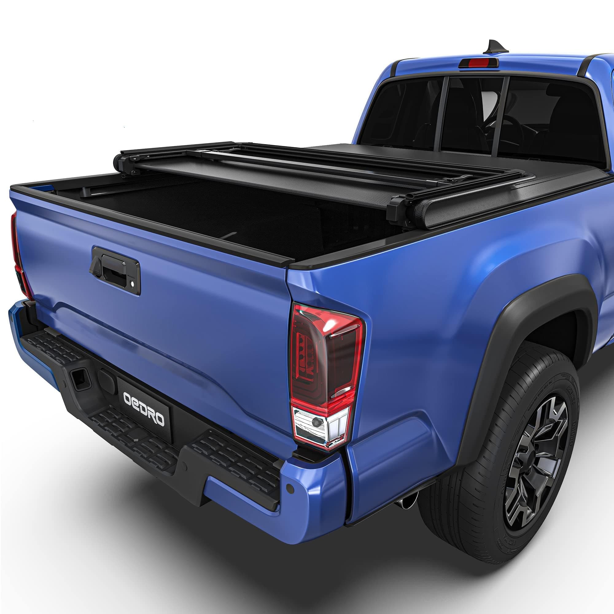 oEdRo Soft Tri-fold Truck Bed Tonneau Cover Compatible with Toyota Tacoma 2016-2023 with 5ft Bed, Fleetside with Track Rail System(Excl. Trail)