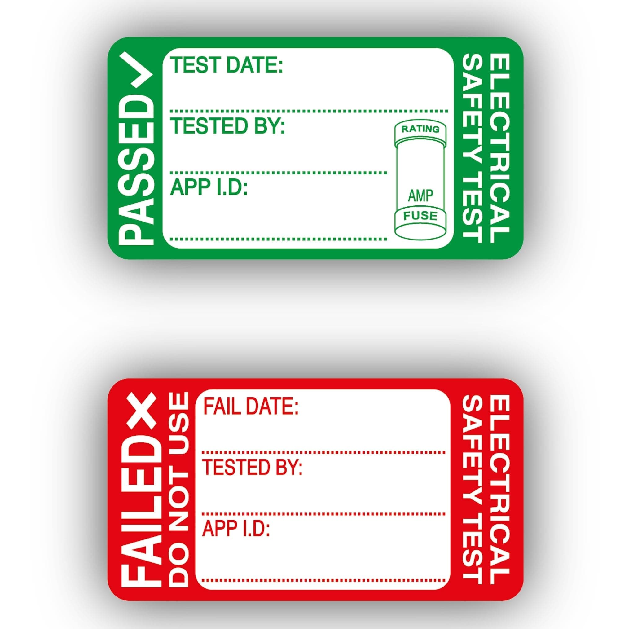 500PCS 43x23MM Pass & 50PCS Fail - Pat Testing Stickers Labels Roll Pass Pat Test Stickers with Fuse Rating Pat Testing Equipment Electrical Test Kit