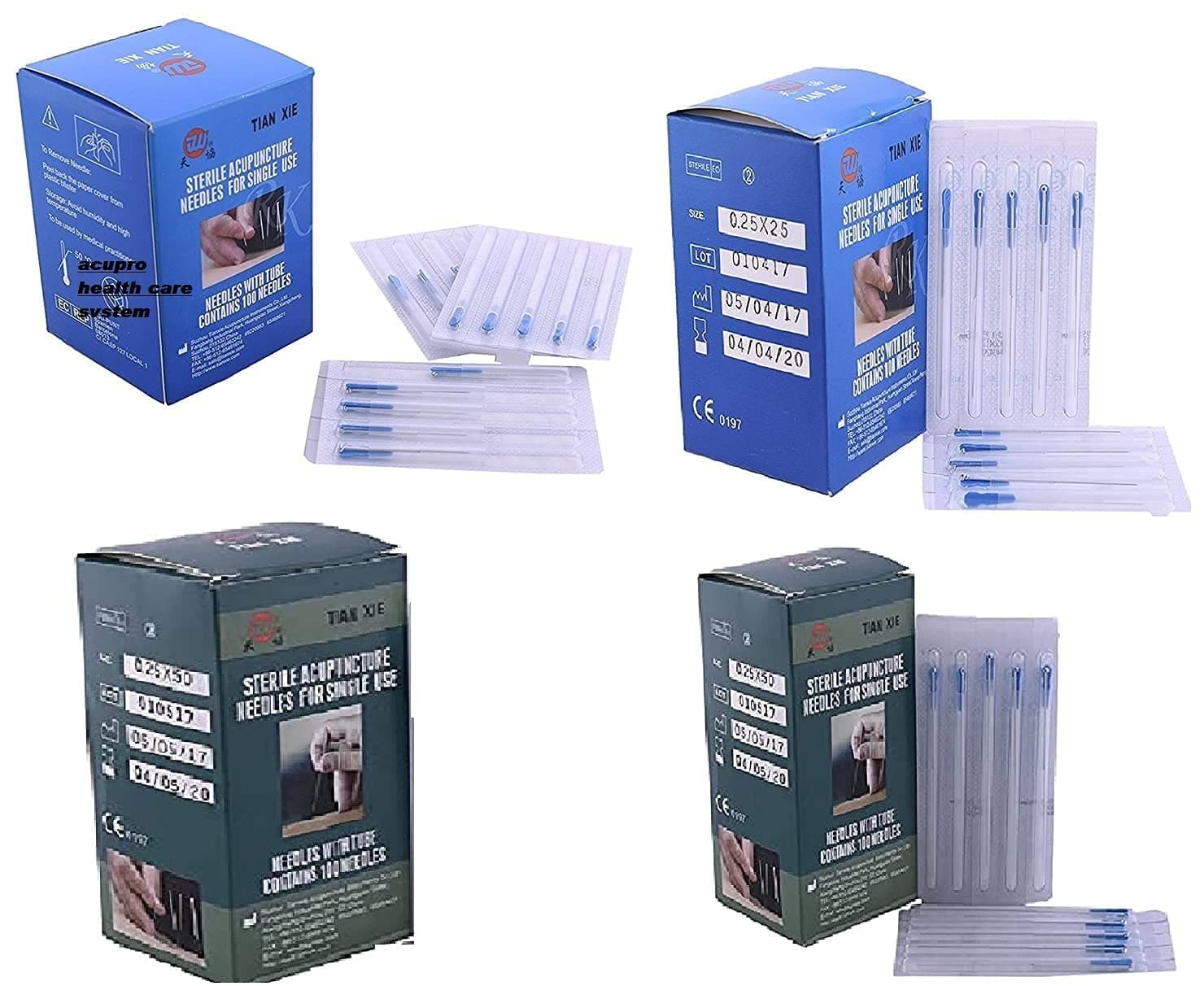 dry needles physiotherapy acupuncture needles 0.25x13mm 0.25x25mm 0.25x40mm 0.25x50mm Combo 4 box 400 Needles Various Size