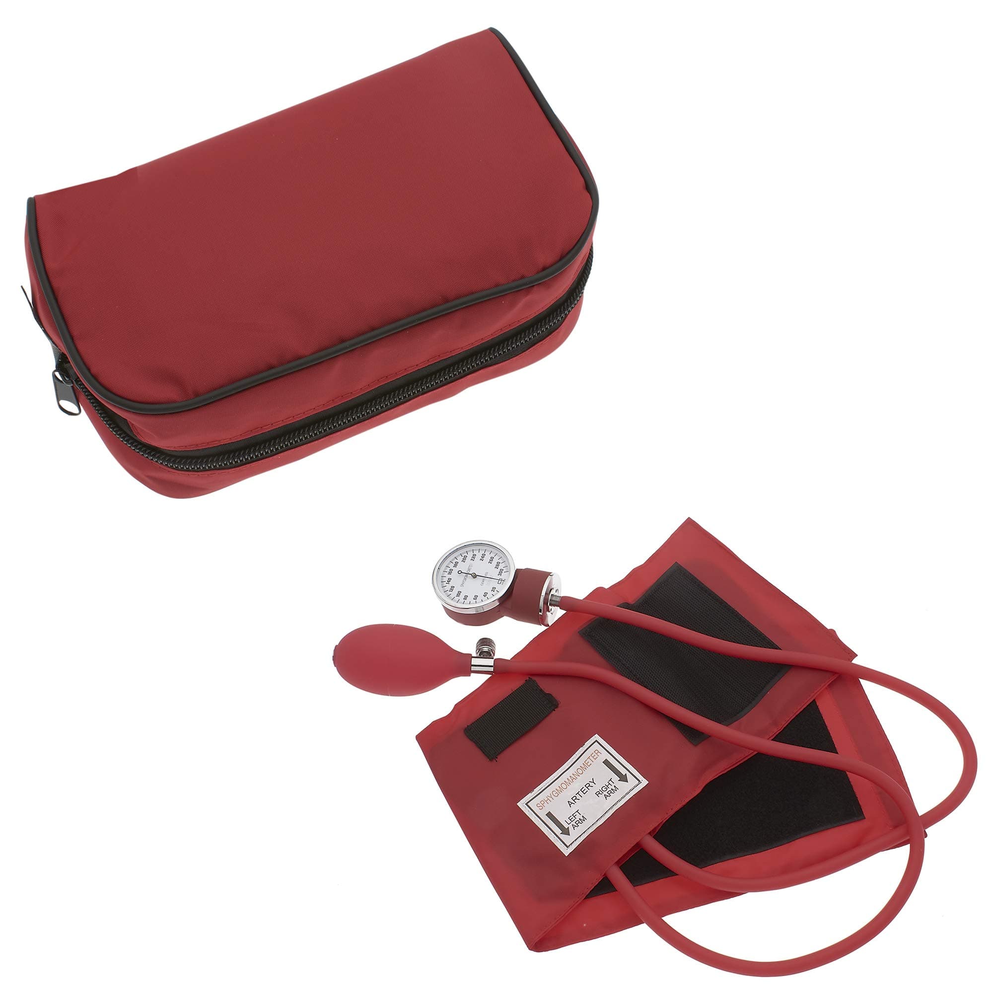 ASA TECHMED Manual Blood Pressure Monitor - Aneroid Sphygmomanometer Blood Pressure Cuff arm for Nurses Universal (Red) Standard