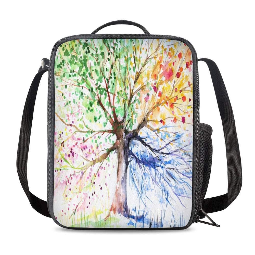 Vunko Tree of Life Insulated Lunch Bag for School Work Office Picnic Watercolor Art Tree Tote Lunch Box Containers for Adults and Kids Compact Reusable Cooler Bag with Shoulder Strap
