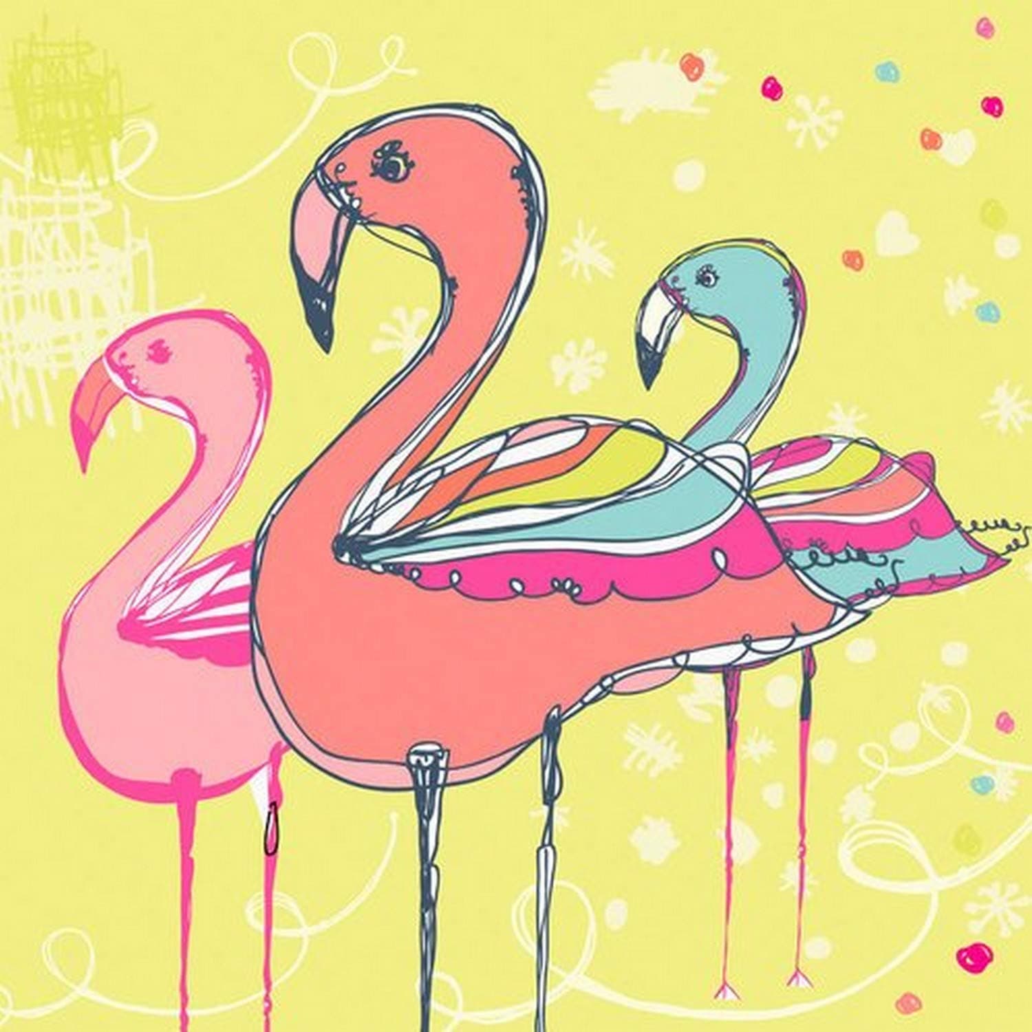 Oopsy Daisy Flamingo Fun by Rachael Taylor Posters That Stick Wall Decal, 18 by 18-Inch