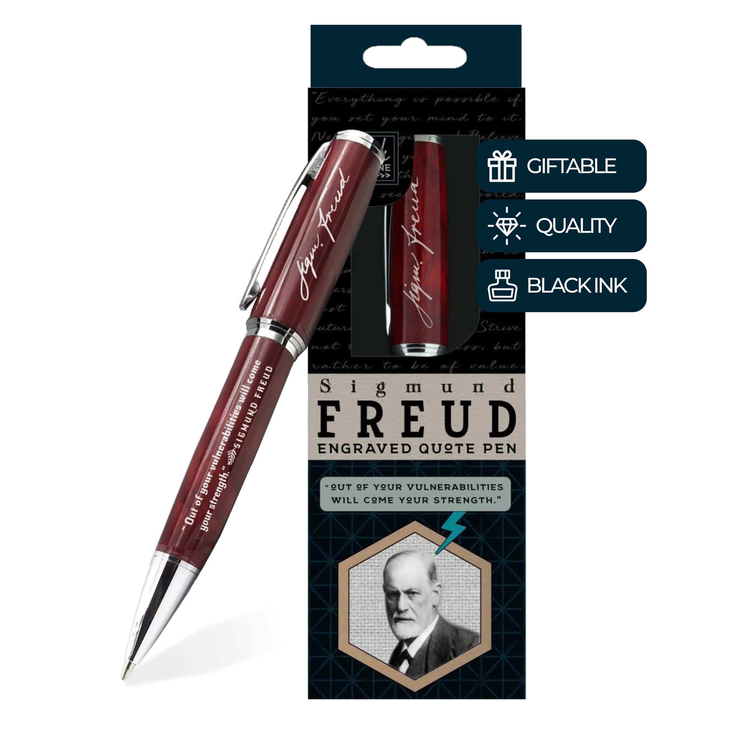 Inkstone Sigmund Freud Engraved Quote Pen - Out of Your Vulnerabilities Will Come Your Strength. - Psychology Gifts for Psychologists Guidance Counselors Psychology Students Therapists