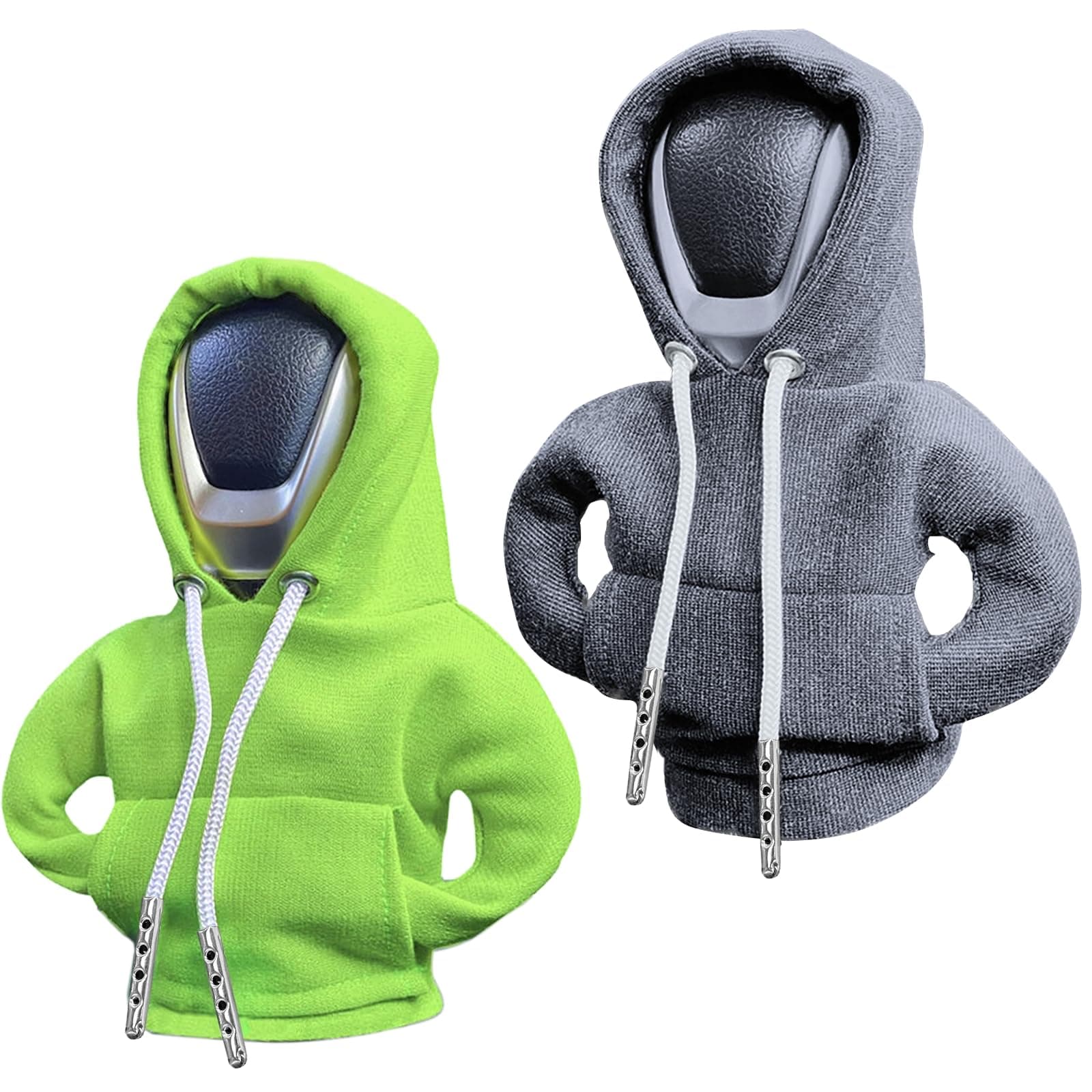 vvag Gear Shift Hoodie,Universal Shift Knob Hoodie, 4.7 Inch Car Shifter Stick Protector Decoration, Funny Hoodie Car Gear Shift Cover (Gray + Green)