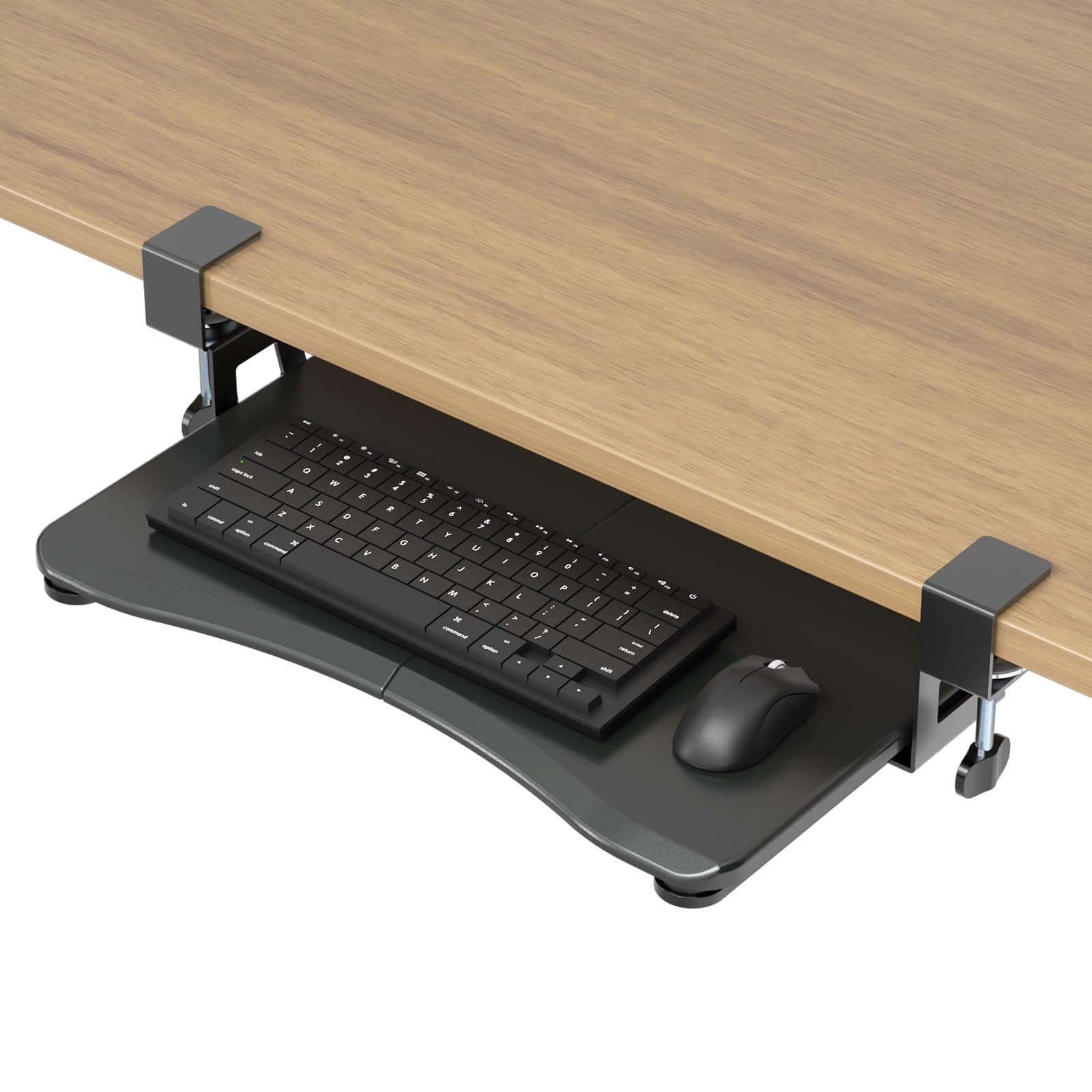 suptek Small Keyboard Tray Under Desk Pull Out with C Clamp Mount, Computer Keyboard & Mouse Tray, 20 (24.2 Including Clamps) x 11.8 inch Slide-Out Platform Computer Drawer for Typing, Black, DSF1S