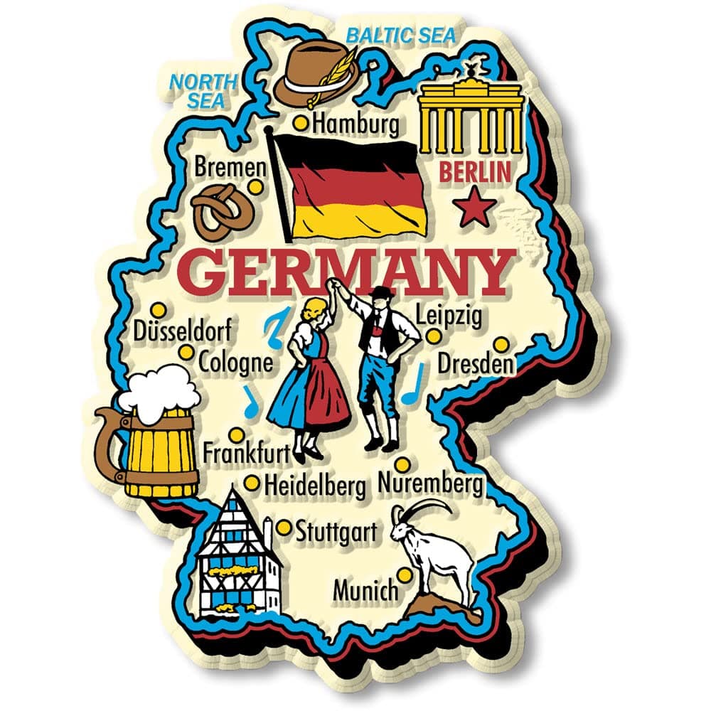 Classic Magnet German Jumbo Country Map Magnet Collectible Souvenir - Made in USA
