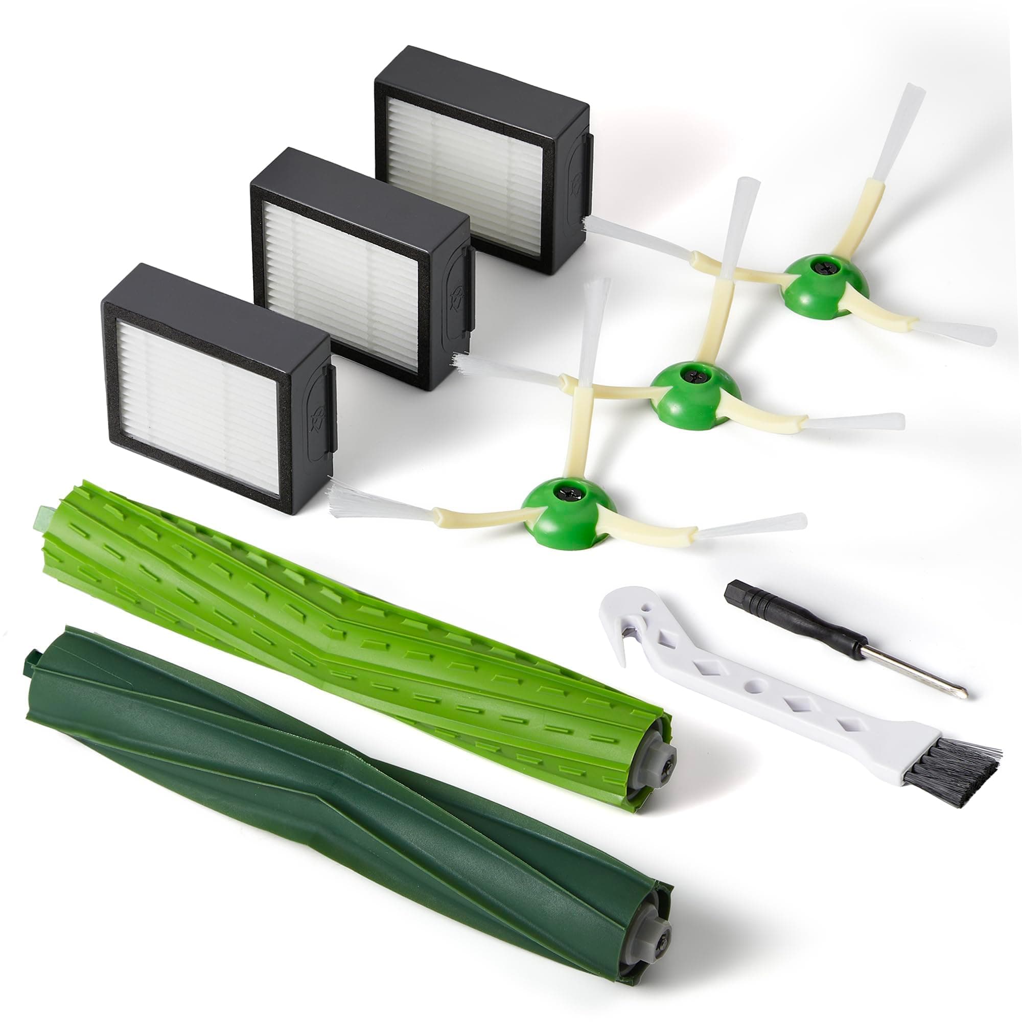 Replacement Parts & Accessories for iRobot E, I & J Series, Combo i5, j5 Series Robot Vacuum, Dual Multi-Surface Rubber Brushes & 3 HEPA Filter & 3 Edge-Sweeping Brushes