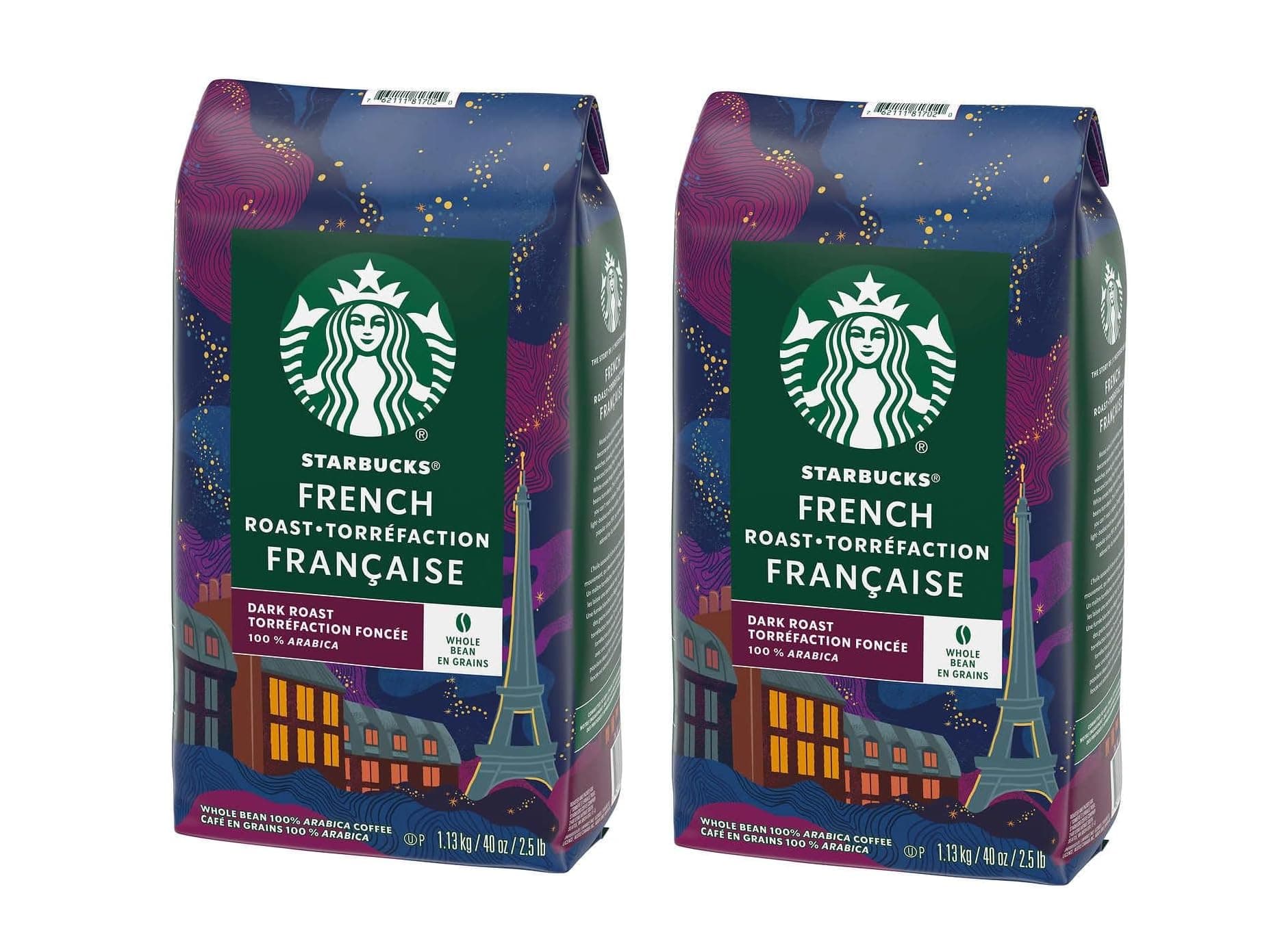 2 Packs of 40 Oz Starbucks French Roast Whole Bean Coffee = 2 x 40 Oz = 80 Oz