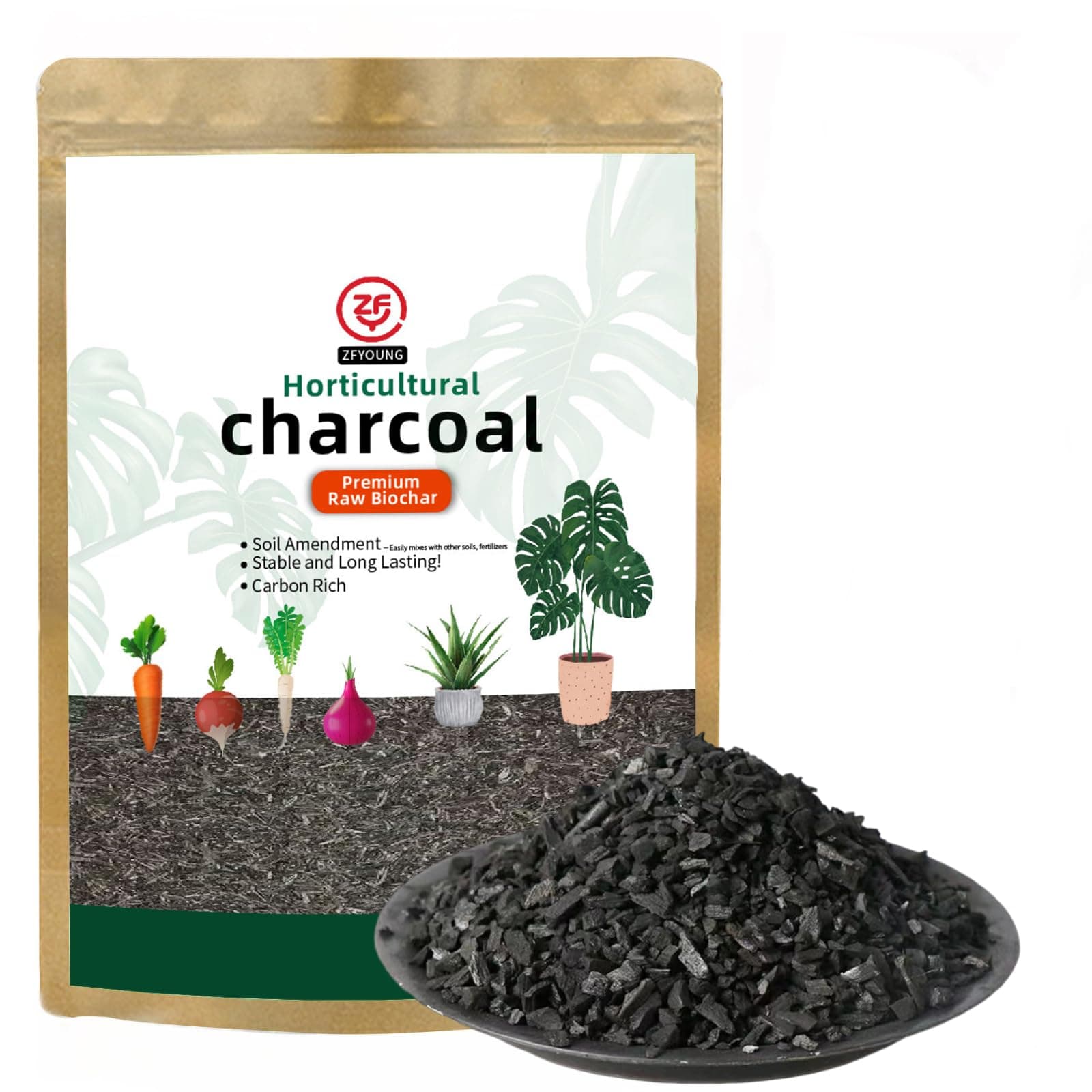 Organic Activated Carbon For Garden - Horticulture Charcoal And Greenhouse Made From By-Products Pure Hardwood Growing Gardening Plants 4 Qt Bags