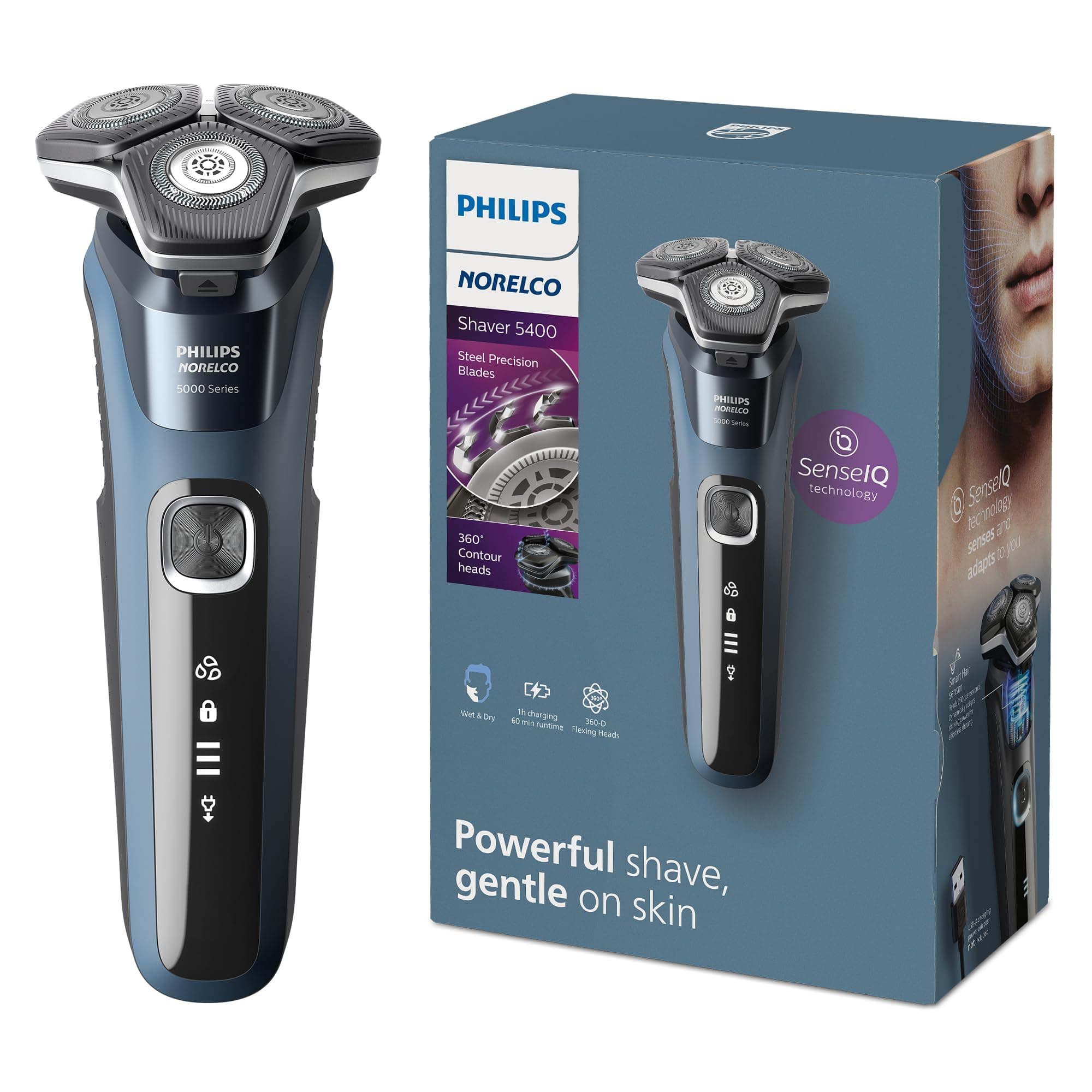 Philips Norelco Shaver 5400, Rechargeable Wet and Dry Shaver with Pop-Up Trimmer, S5880/81