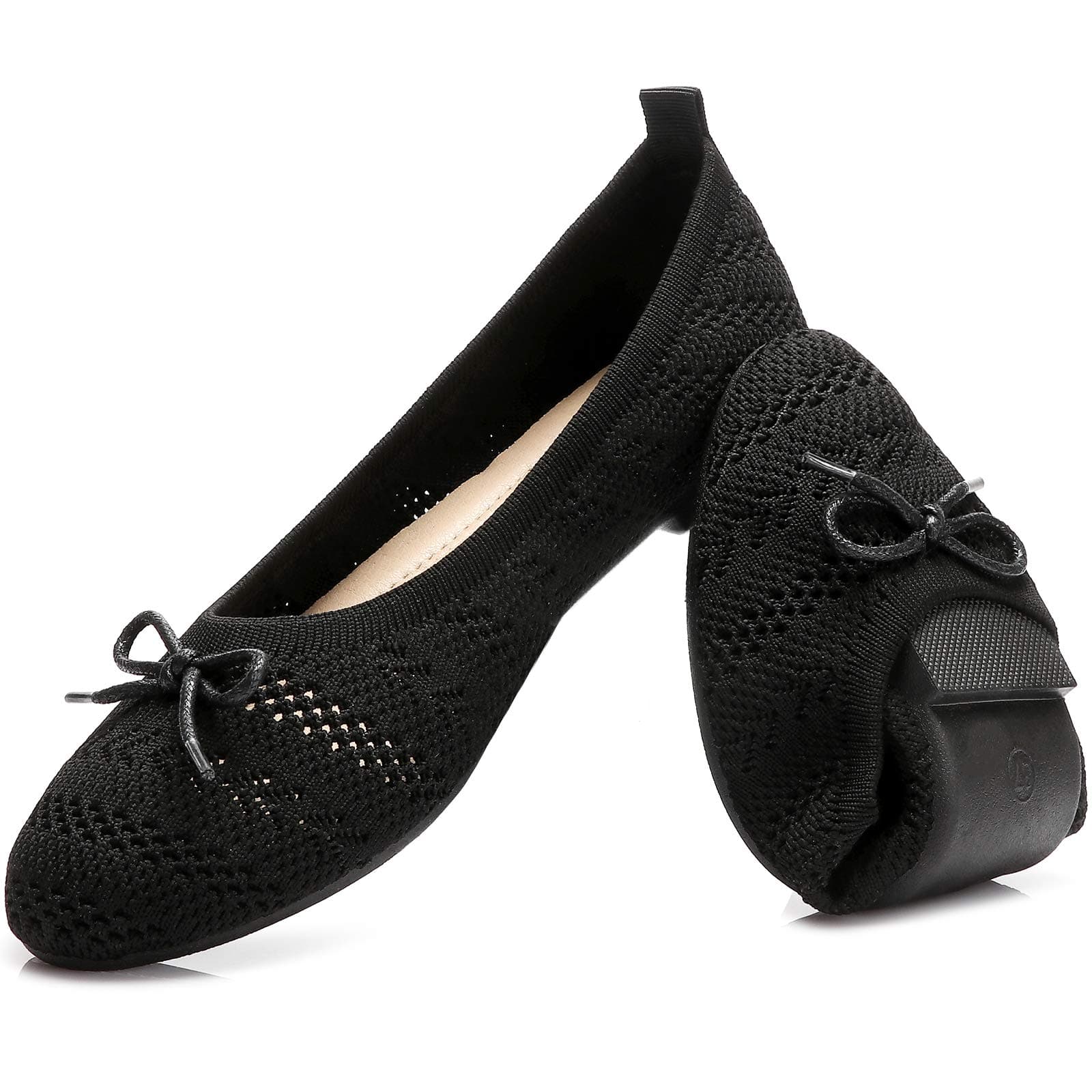 Women’s Flats Shoes Comfortable Crochet Lace Mesh Round Toe Slip On Casual Ballet Flats Dress Shoes