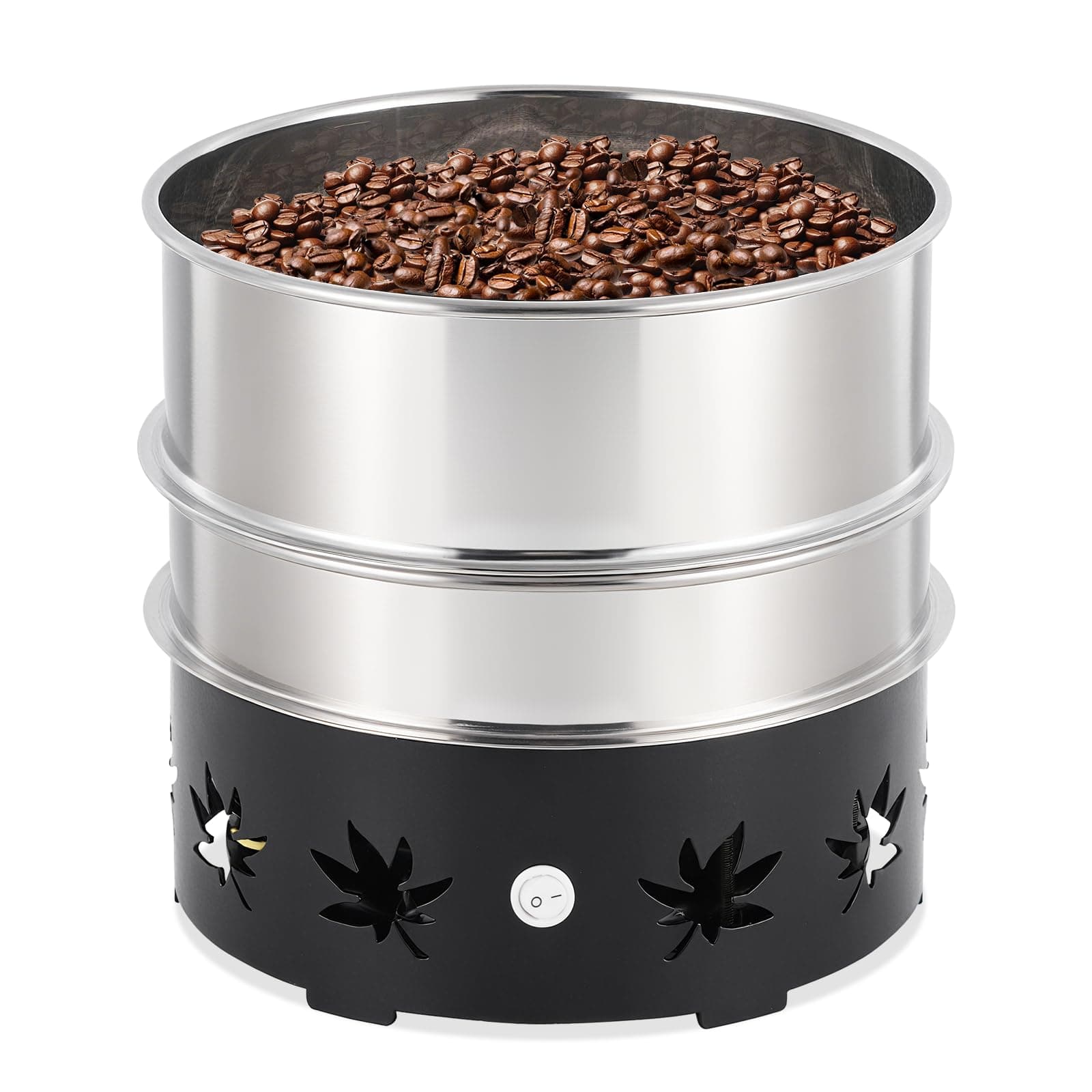 JIAWANSHUN Electric Coffee Bean Cooler with 1.1LB Capacity & Heavy Steel Base - 2-Layer Stainless Steel Mesh for Fast Cooling & Chaff Removal, Home Coffee Brewing Essential Tool 110V