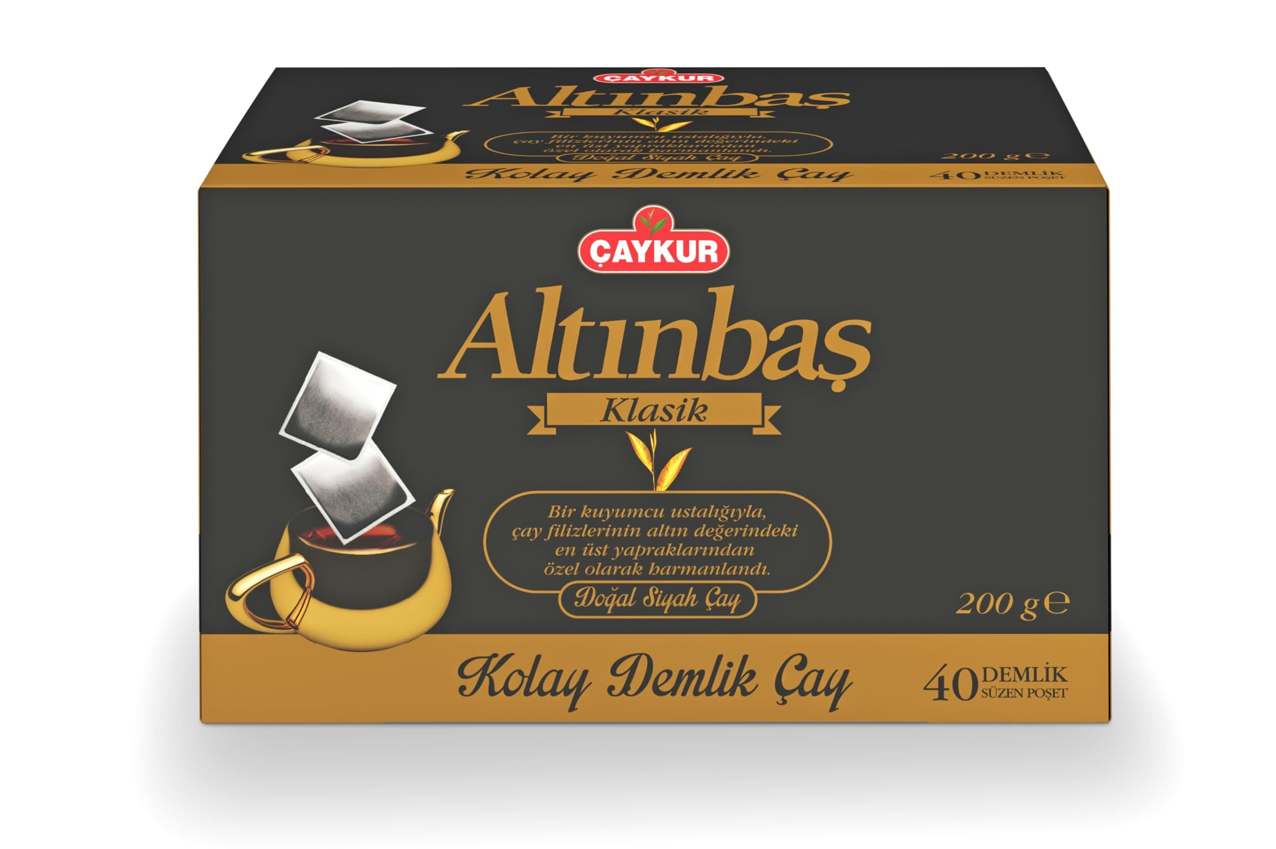 ÇAYKUR Altınbaş Classic Teapot Bags Turkish Black Tea, Premium Upper Leaf & Early Harvest Selection, Earl Grey 40 Teapot Bags 200g / 7.05 oz (Classic)