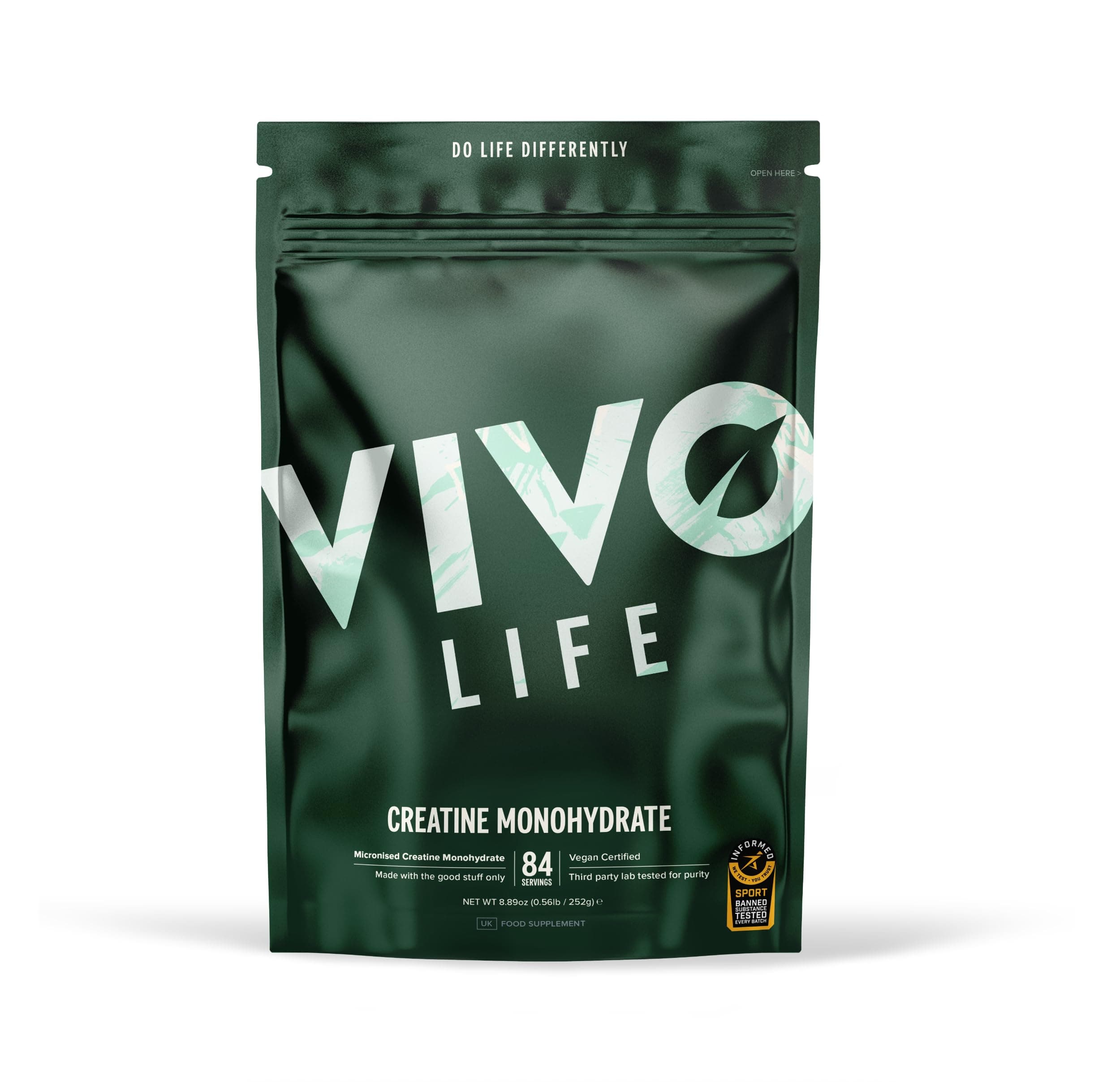 Vivo Life - Creatine Monohydrate Powder Micronised - Vegan, Unflavoured (8.8 oz, 84 Servings)